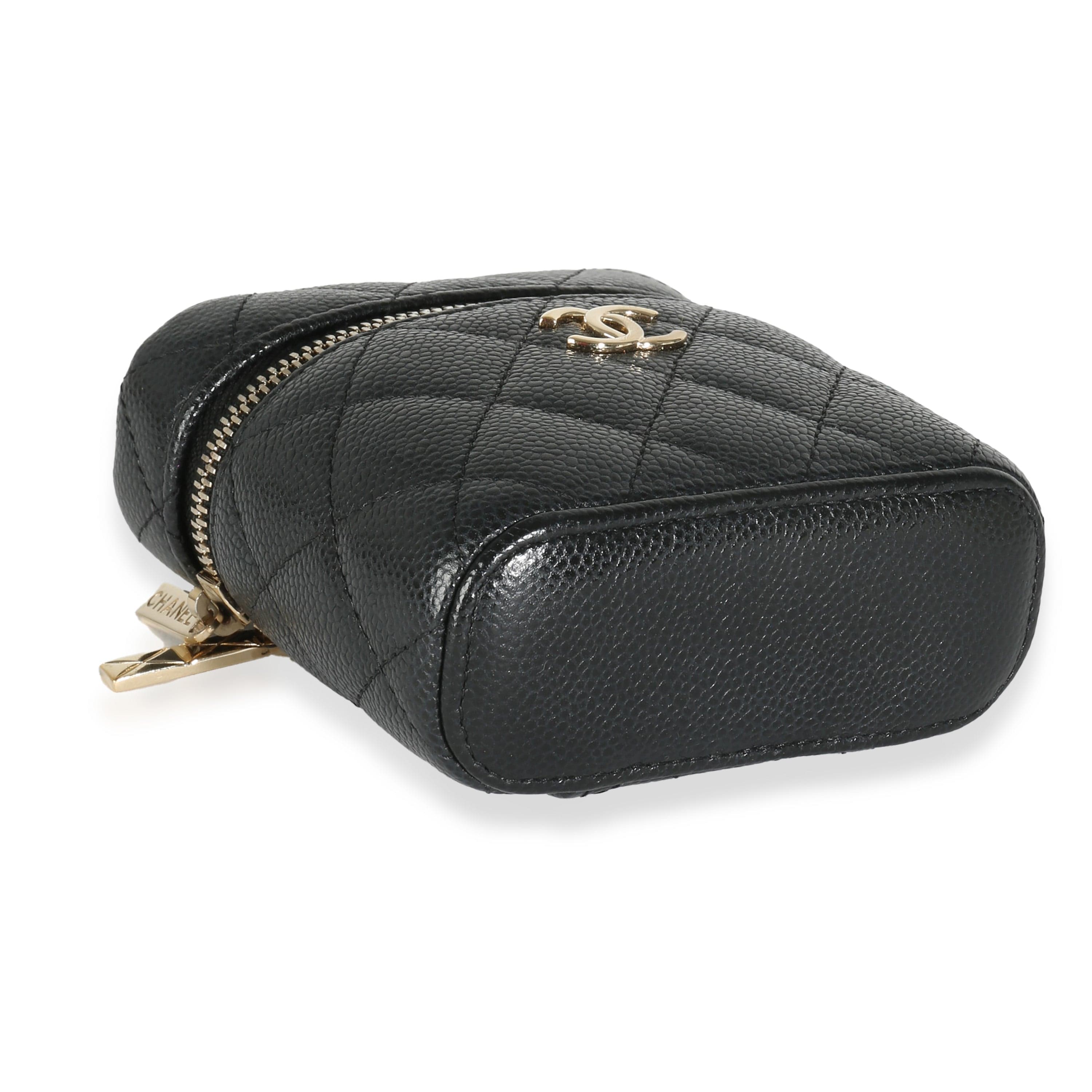 Chanel Black Quilted Caviar Small Handle With Care Vanity Case