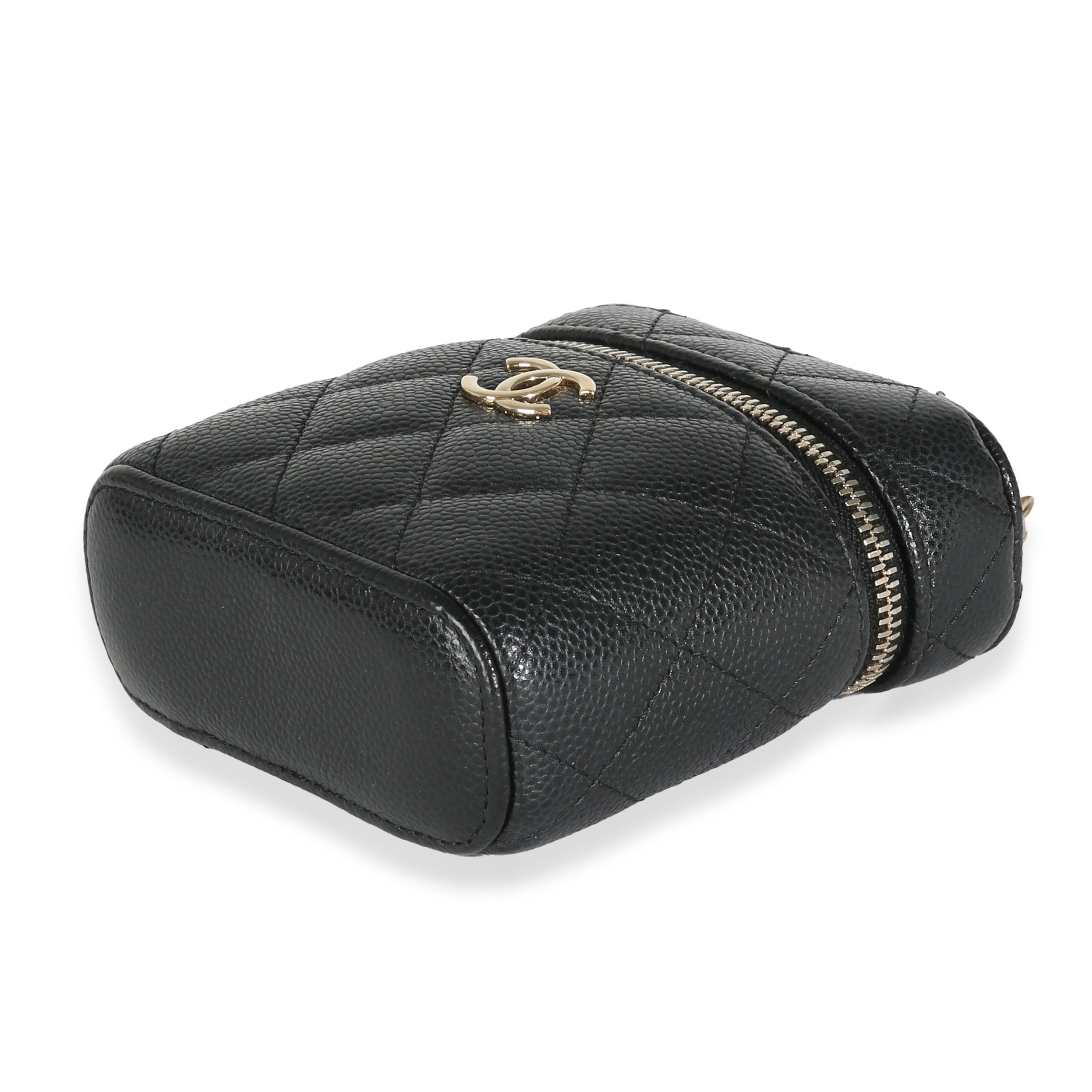 Chanel Black Quilted Caviar Small Handle With Care Vanity Case