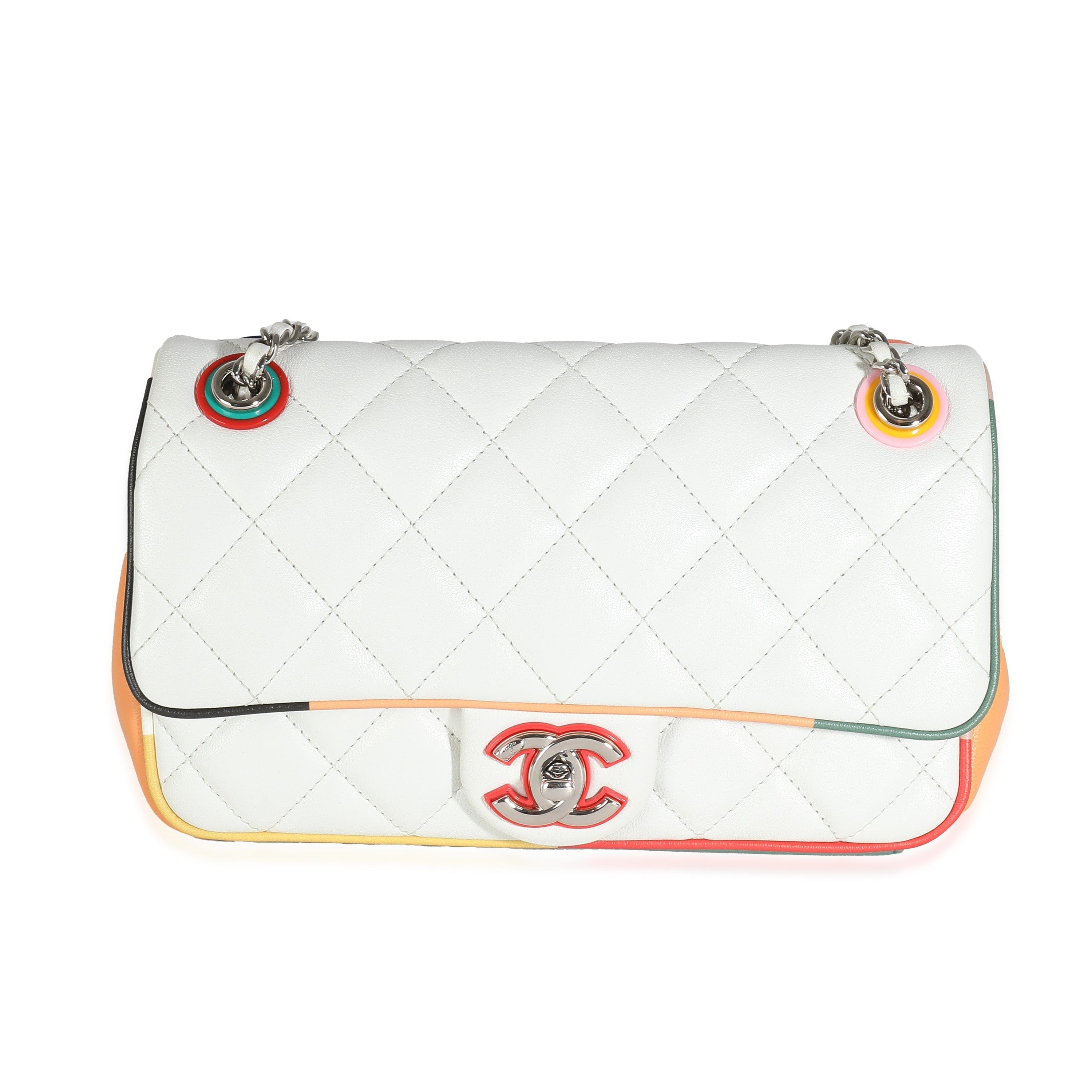Chanel Chanel 17C White Multicolor Quilted Lambskin Small Cuba Color Flap Bag