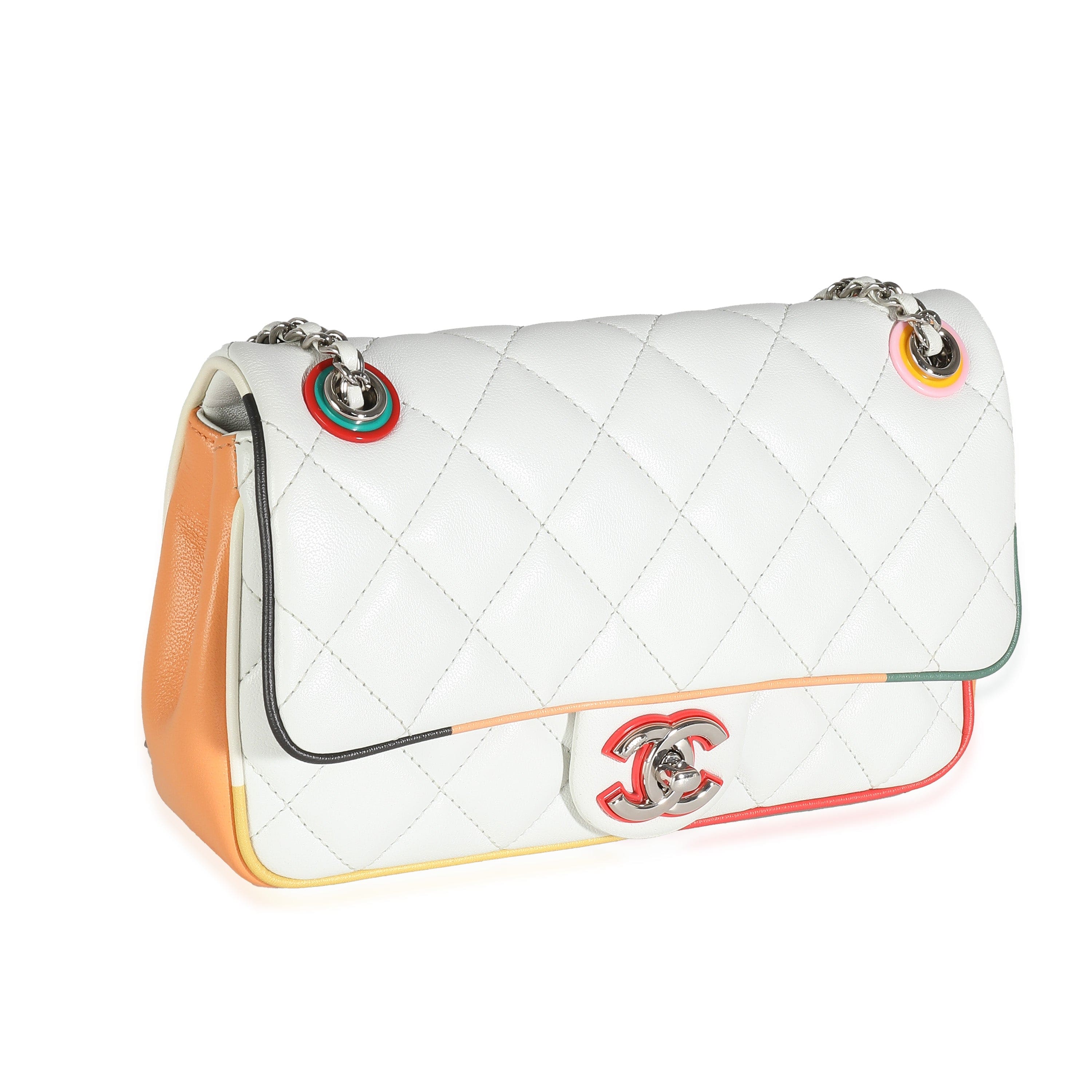 Chanel Chanel 17C White Multicolor Quilted Lambskin Small Cuba Color Flap Bag