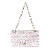Chanel Chanel 23C White & Pink Multicolor Tweed Medium Classic Double Flap Bag