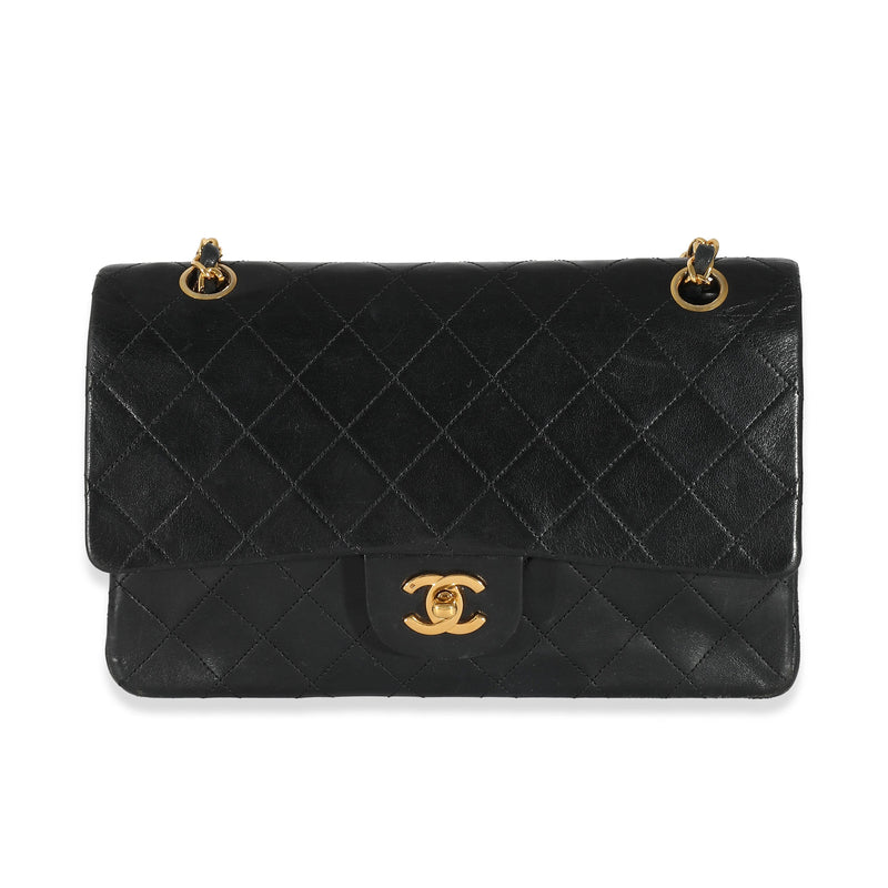 Chanel 24K Black Quilted Lambskin Medium Classic Double Flap Bag ...