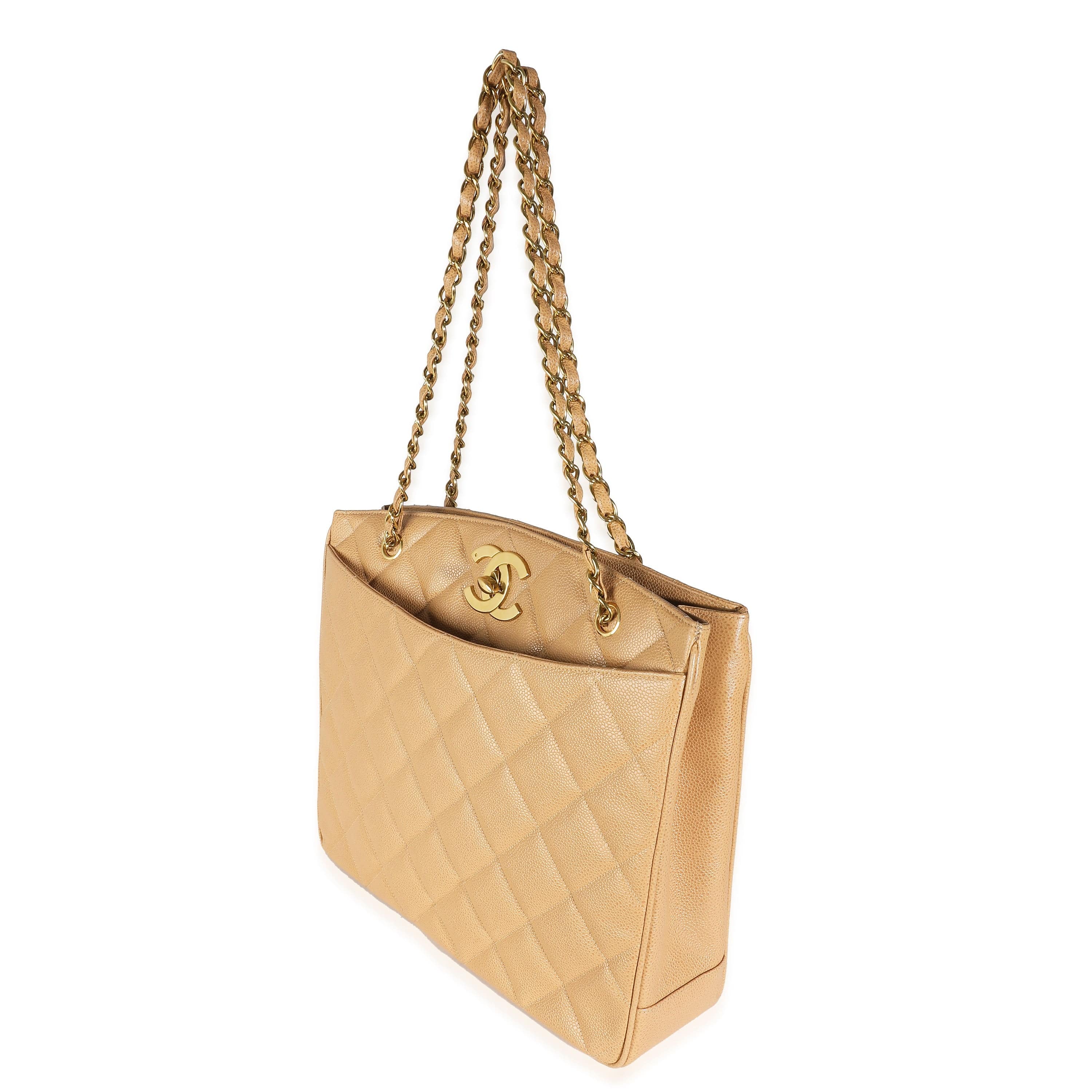 Chanel Chanel 24K CC Vintage Beige Quilted Caviar Chain Tote