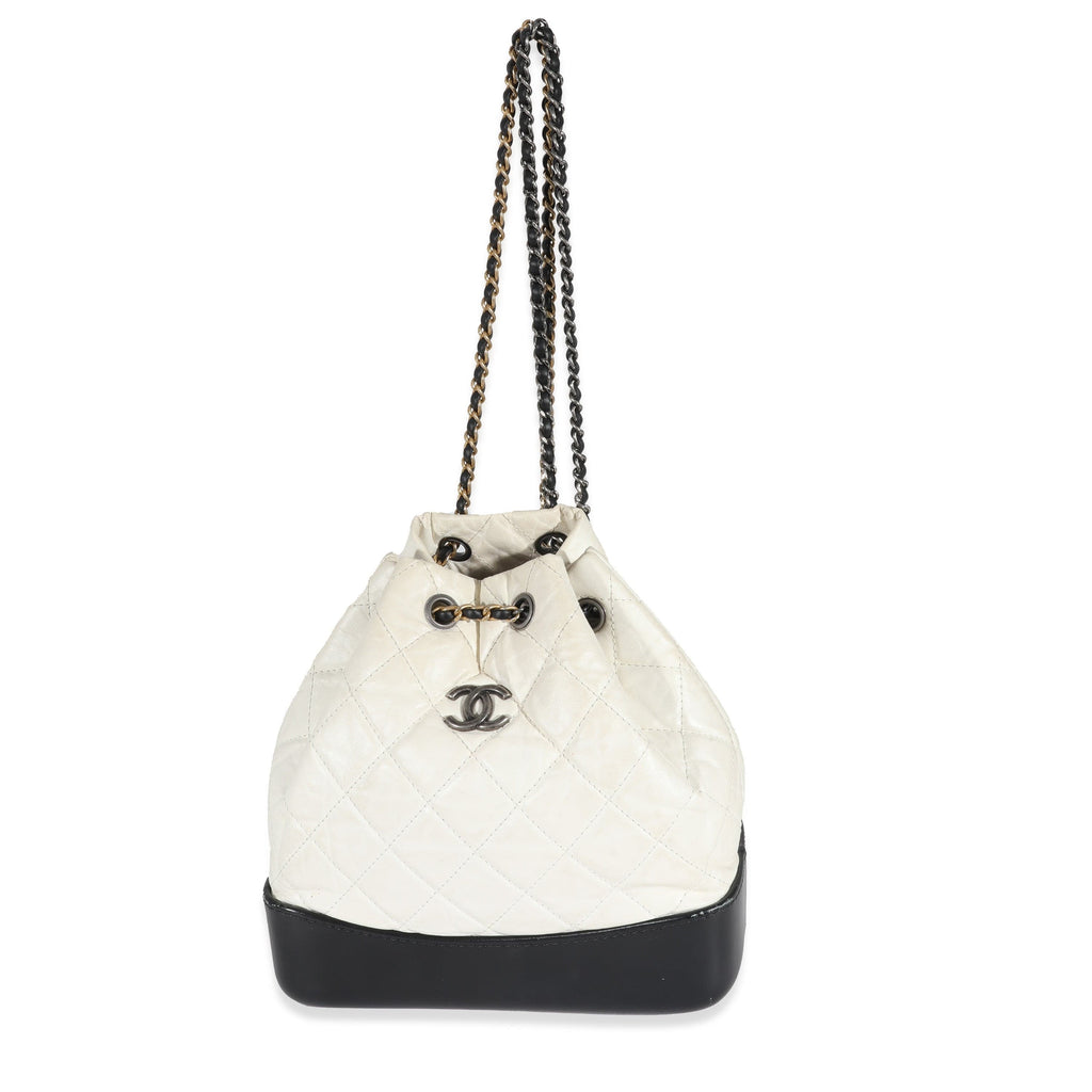 Chanel Silver Quilted Leather Small Gabrielle Bucket Bag at 1stDibs