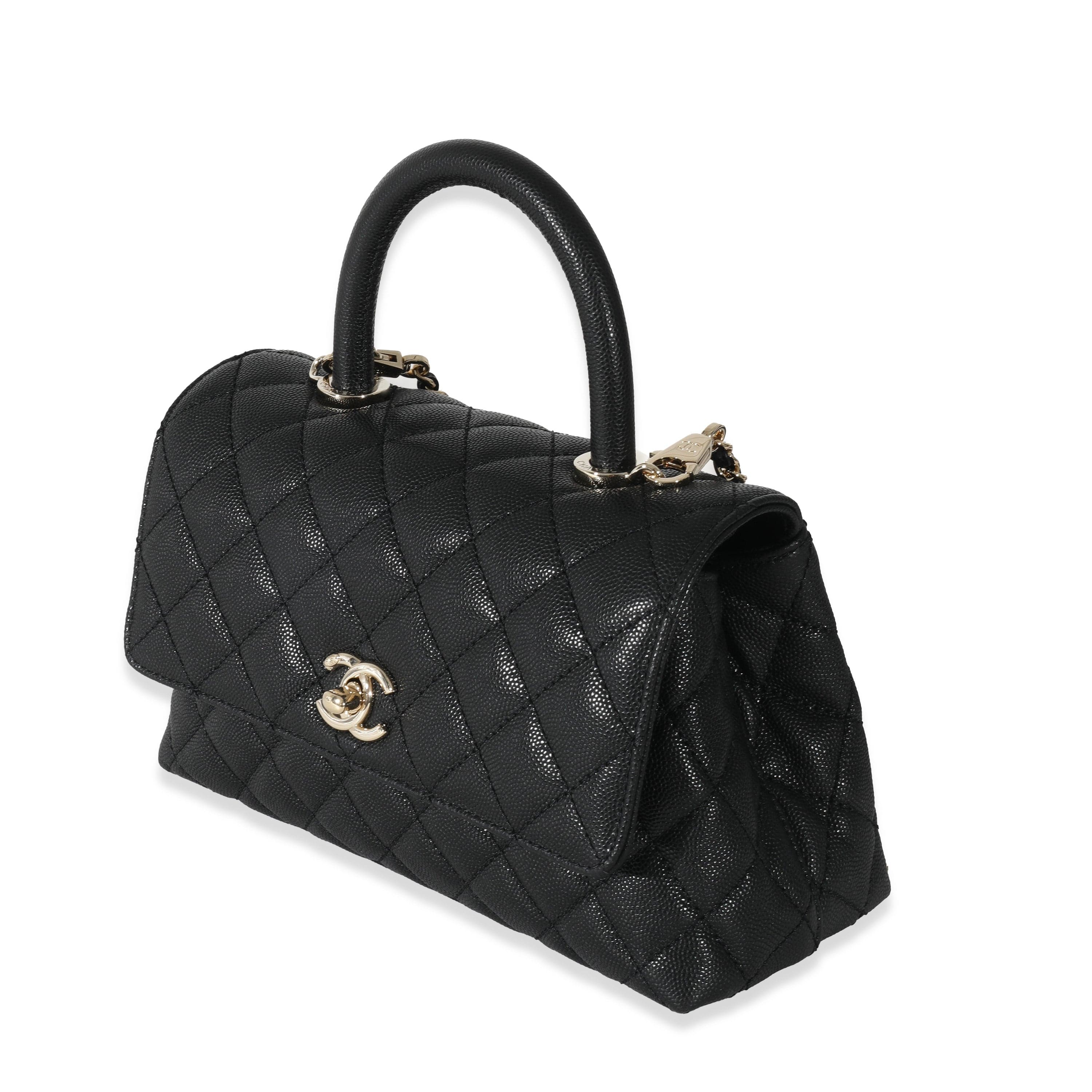 Chanel Chanel Black Caviar Quilted Small Coco Top Handle Flap Bag