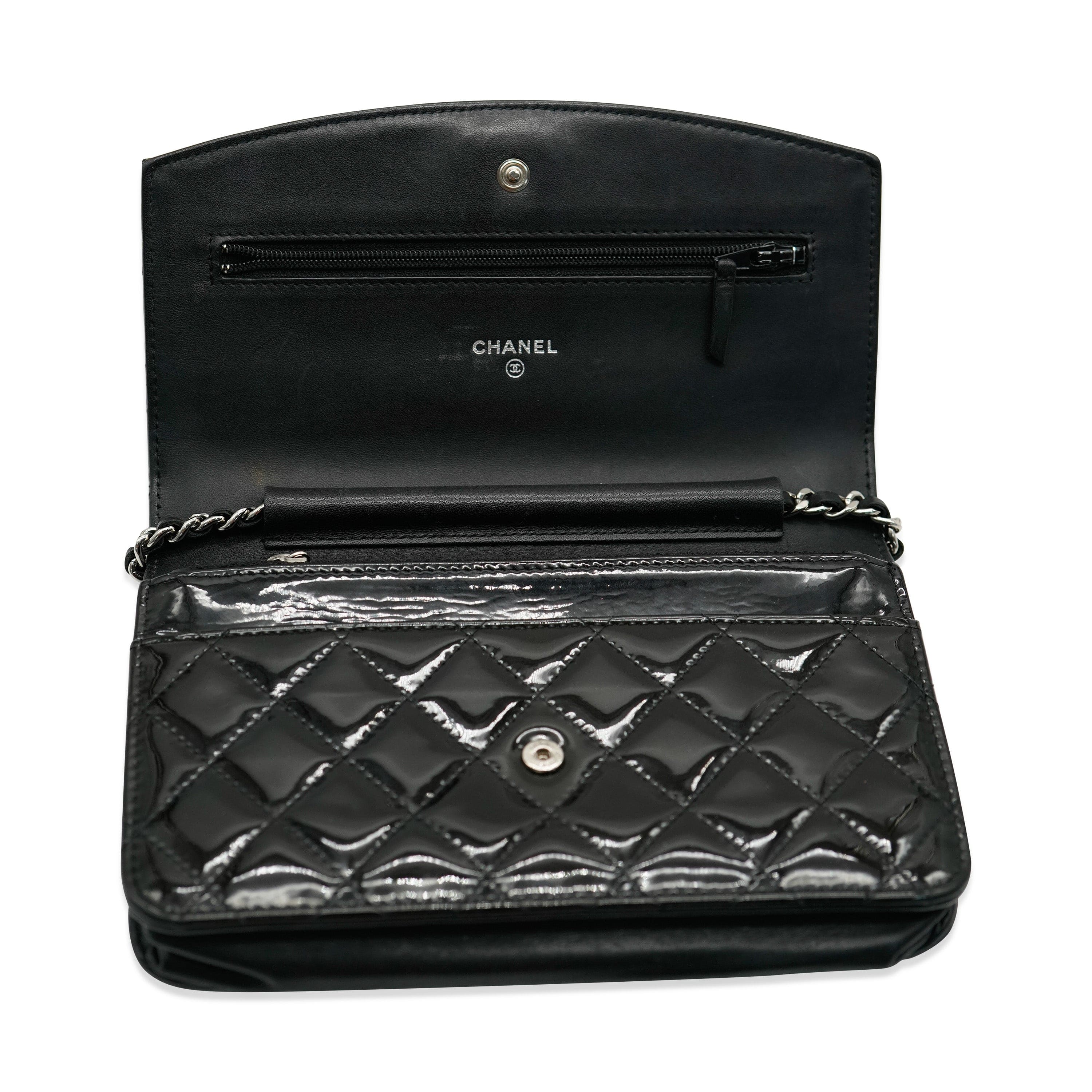 Chanel Chanel Black Patent Brilliant Wallet On Chain