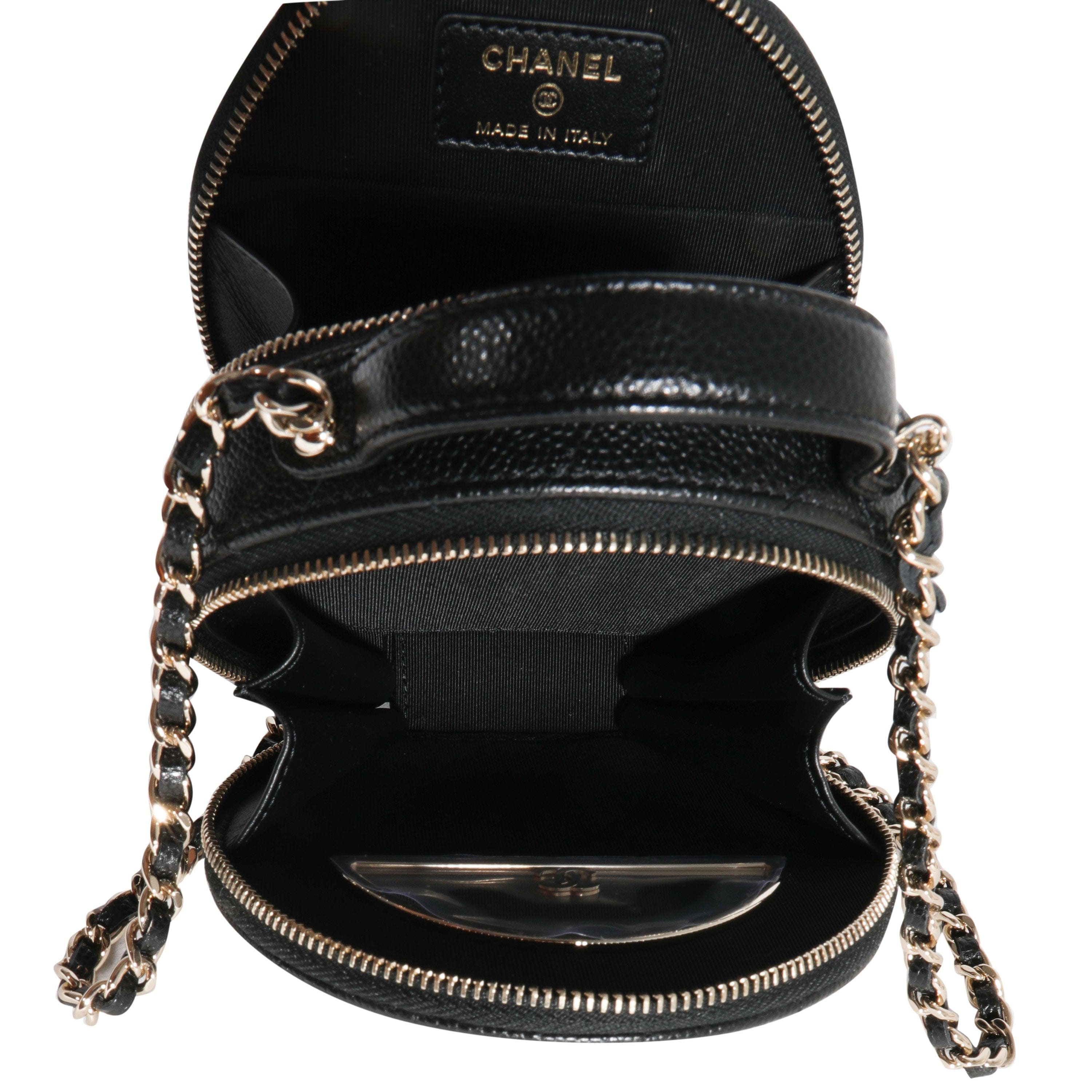 Chanel Chanel Black Quilted Caviar Handle With Care Vanity Bag