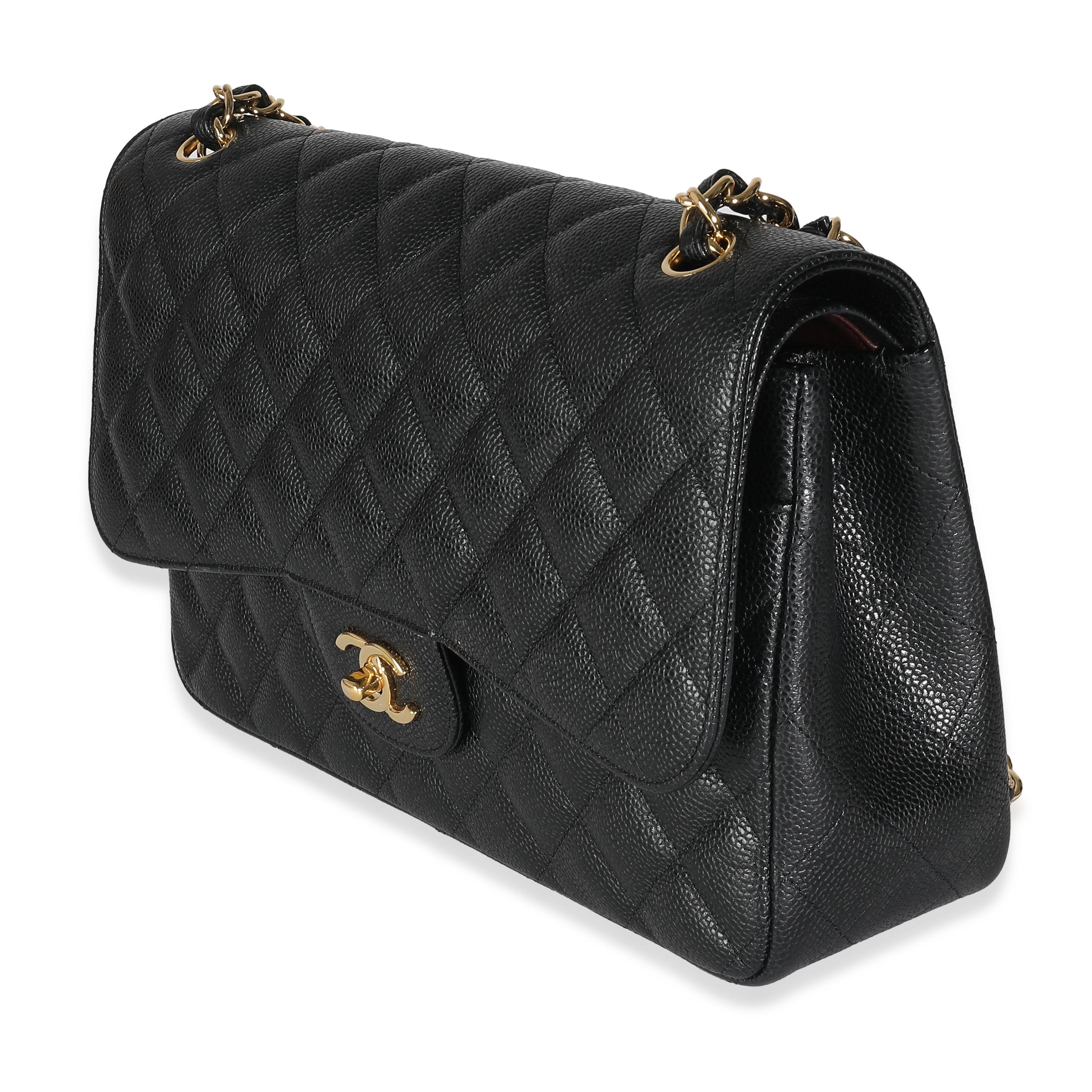 Chanel Chanel Black Quilted Caviar Jumbo Classic Double Flap Bag