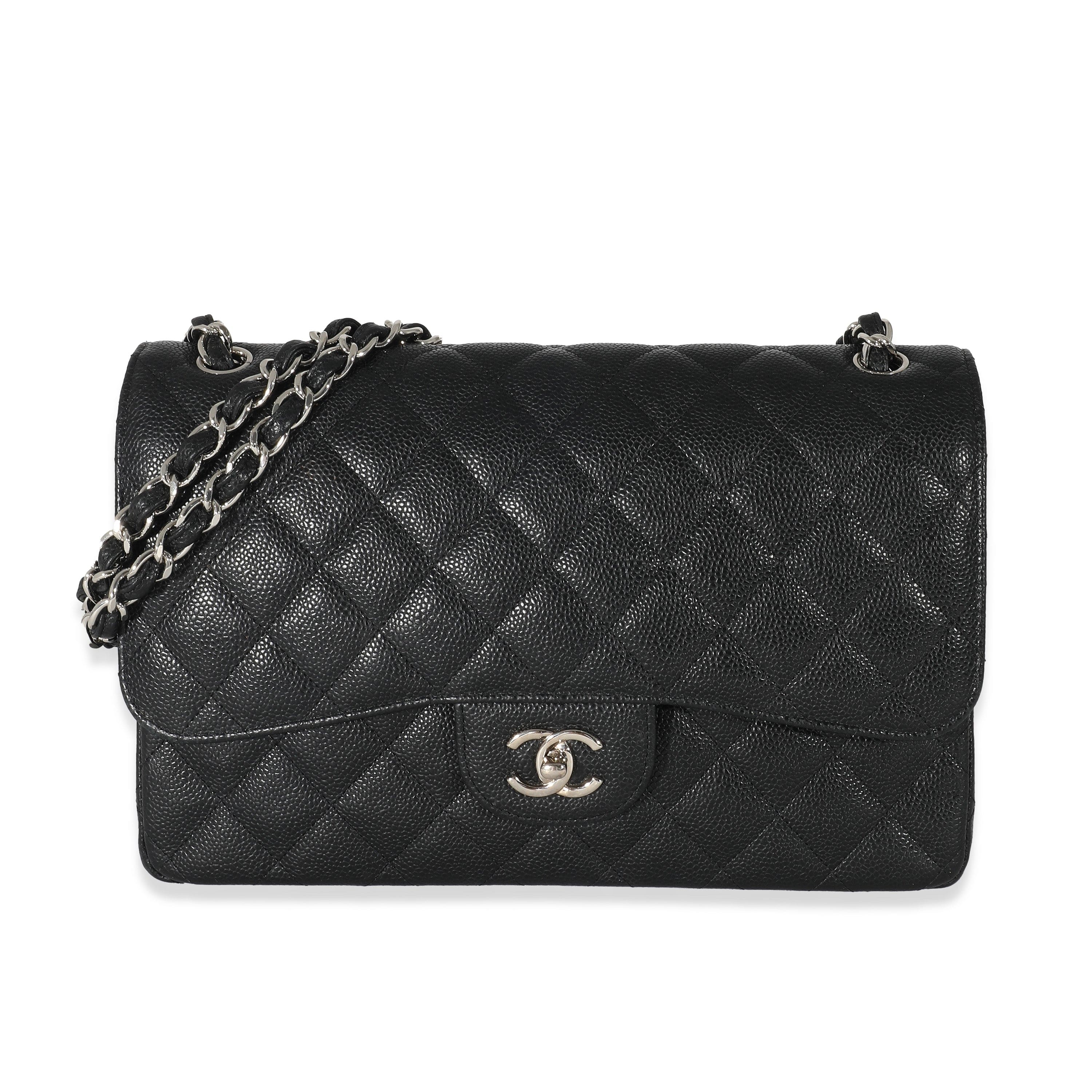 Chanel Chanel Black Quilted Caviar Jumbo Double Flap Bag