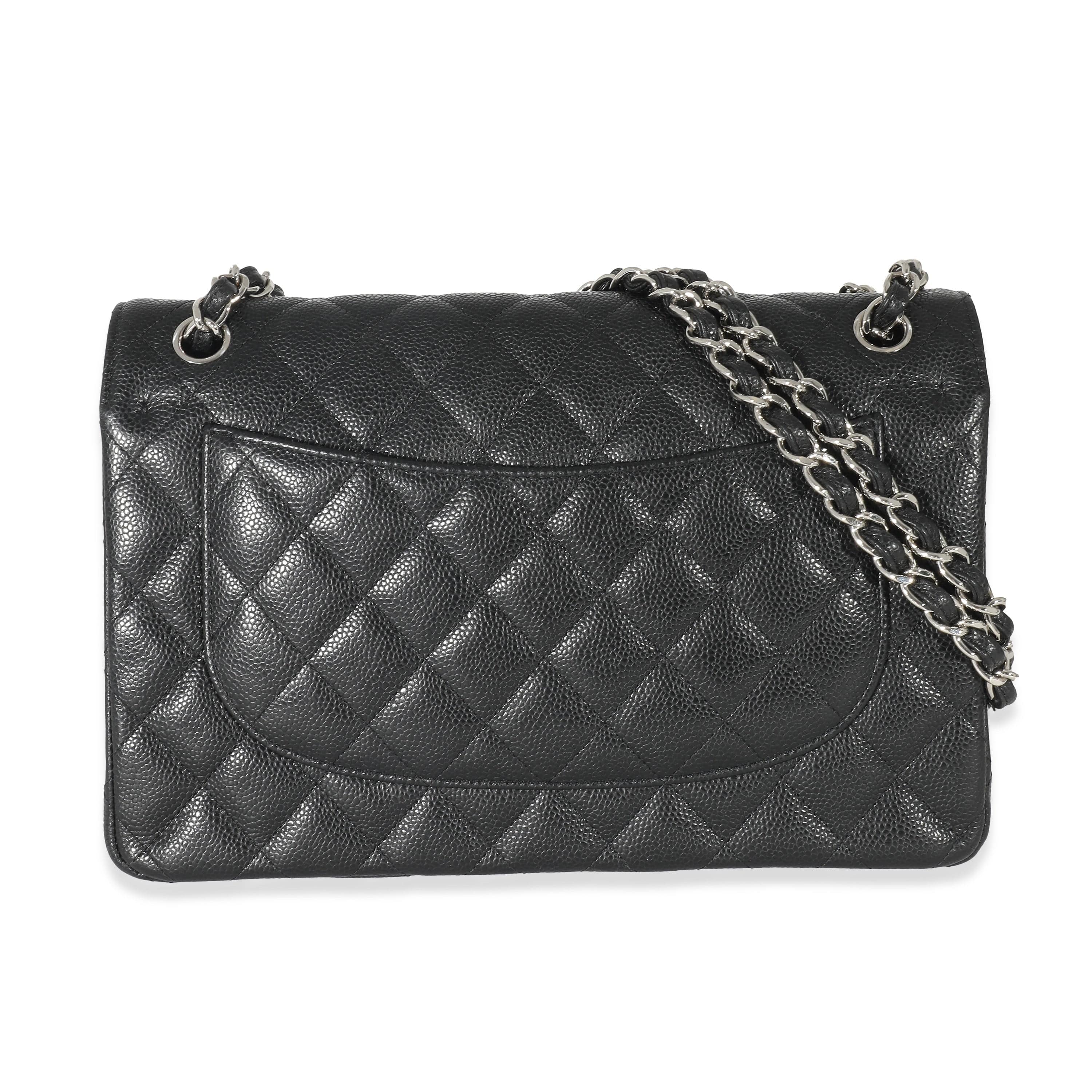 Chanel Chanel Black Quilted Caviar Jumbo Double Flap Bag