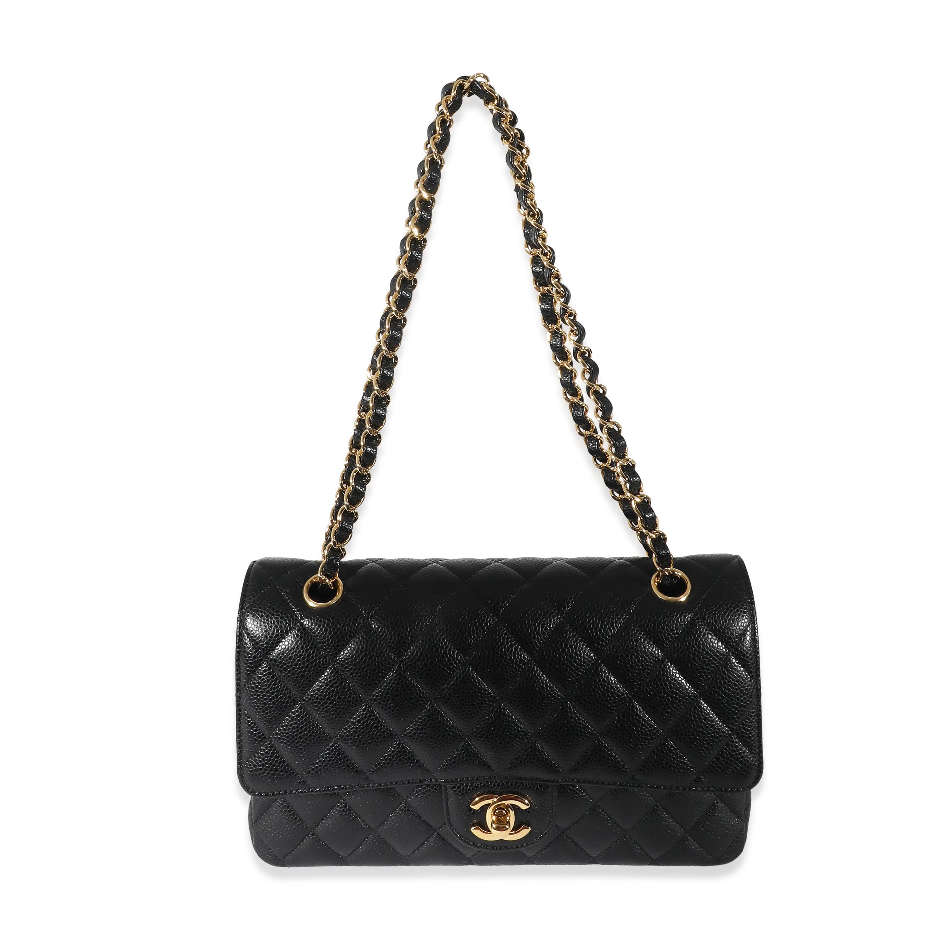 Chanel Chanel Black Quilted Caviar Medium Classic Double Flap Bag