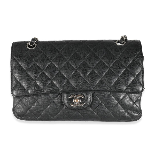 Chanel black quilted caviar medium classic double hotsell flap bag