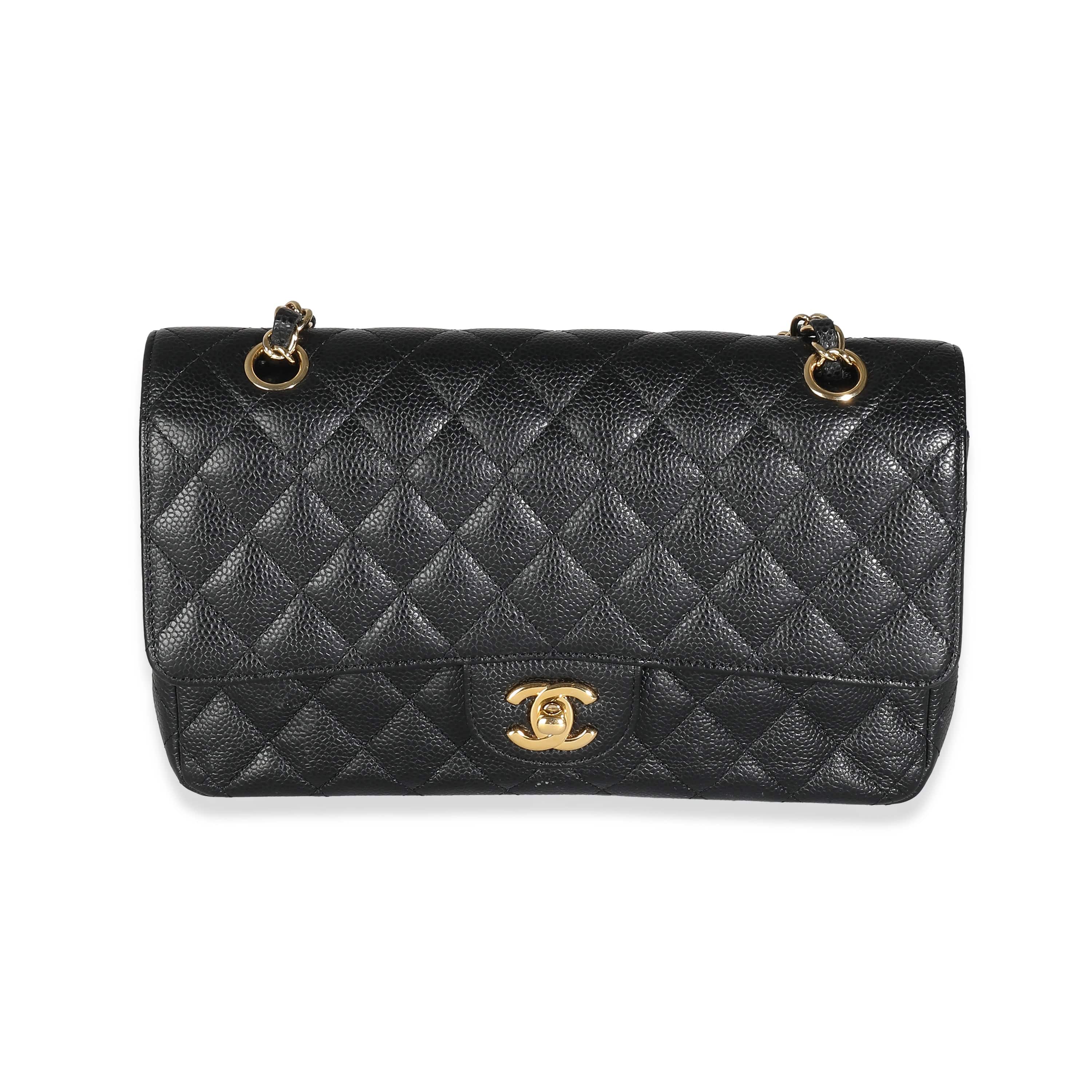 Chanel Chanel Black Quilted Caviar Medium Classic Double Flap Bag