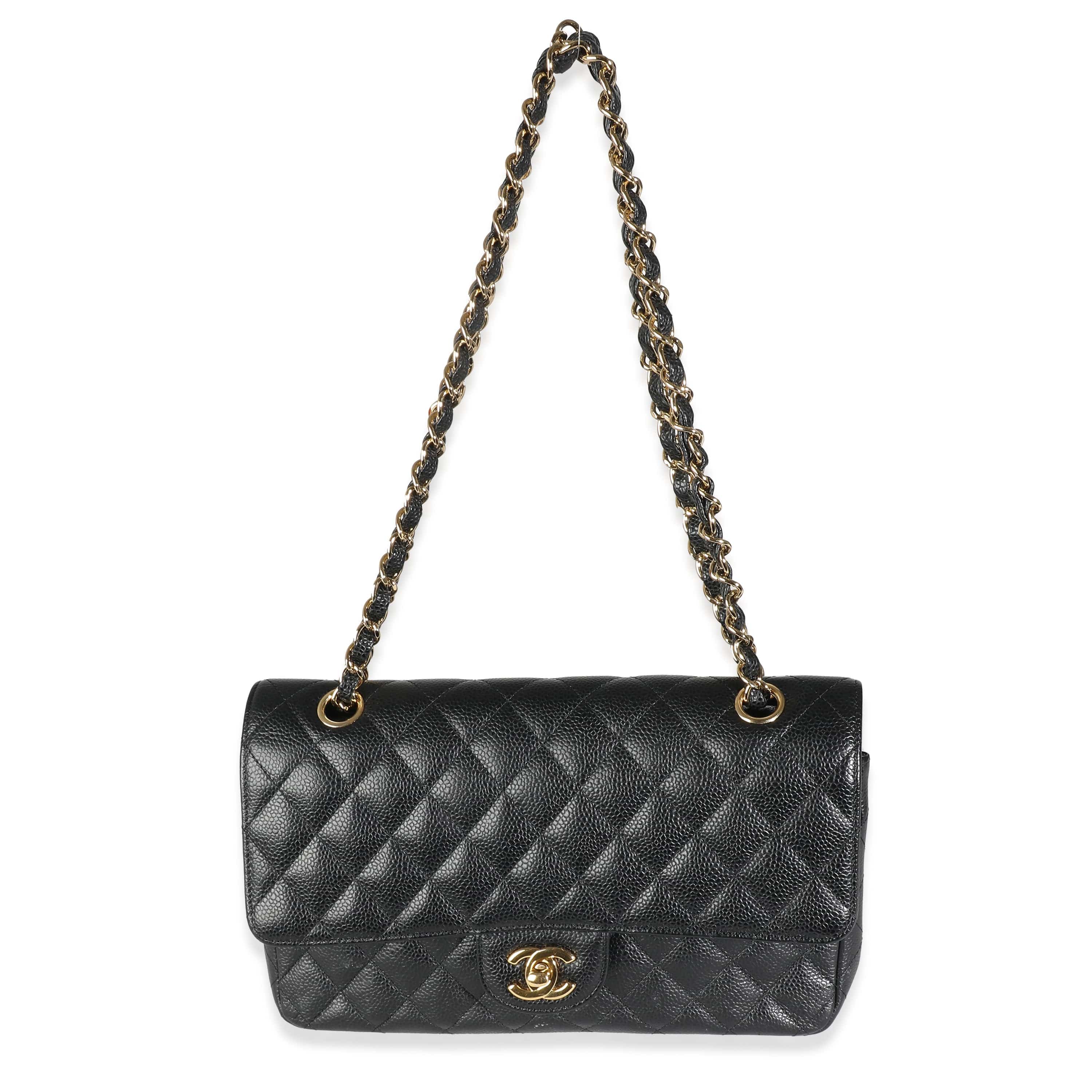 Chanel Chanel Black Quilted Caviar Medium Classic Double Flap Bag