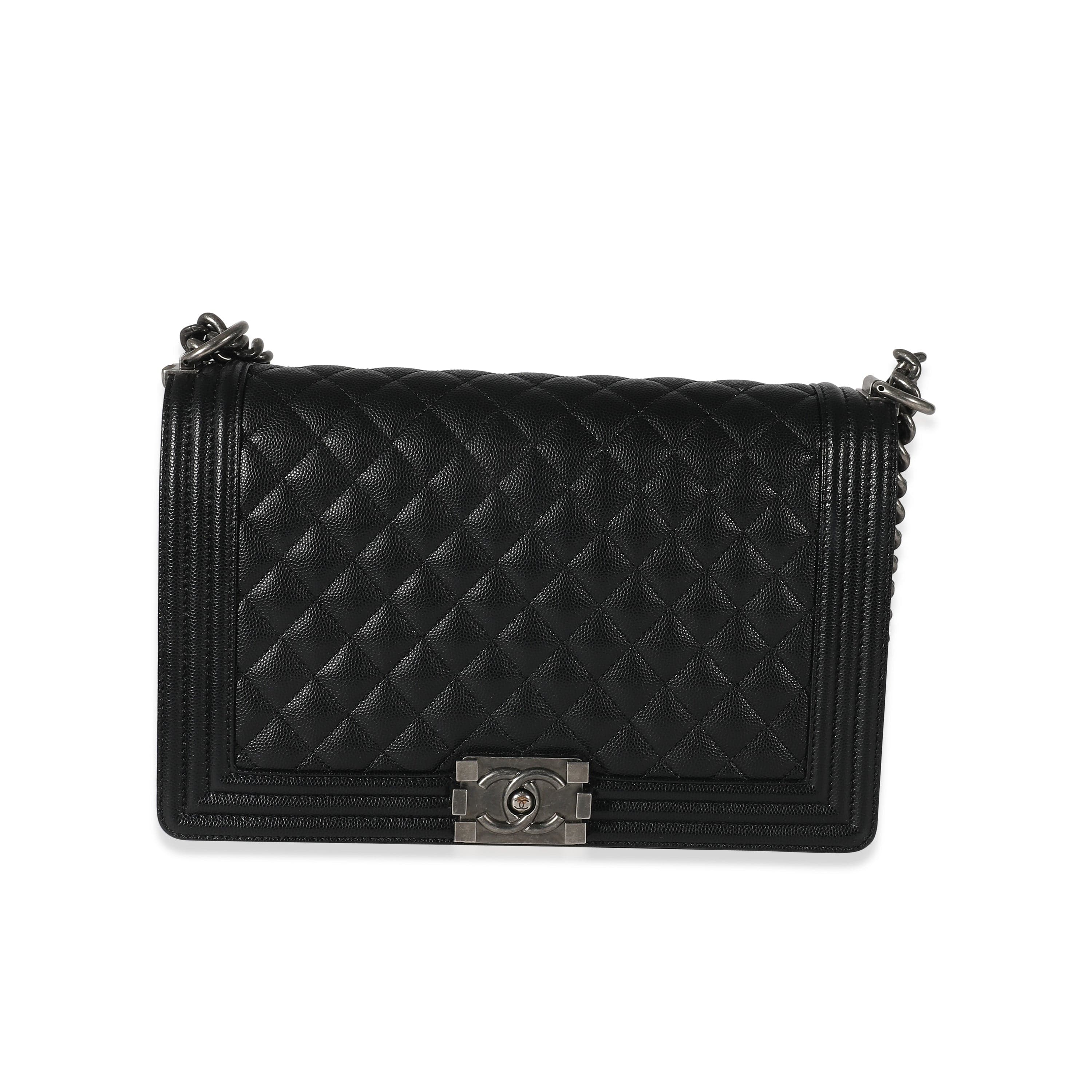 Chanel Chanel Black Quilted Caviar New Medium Boy Bag