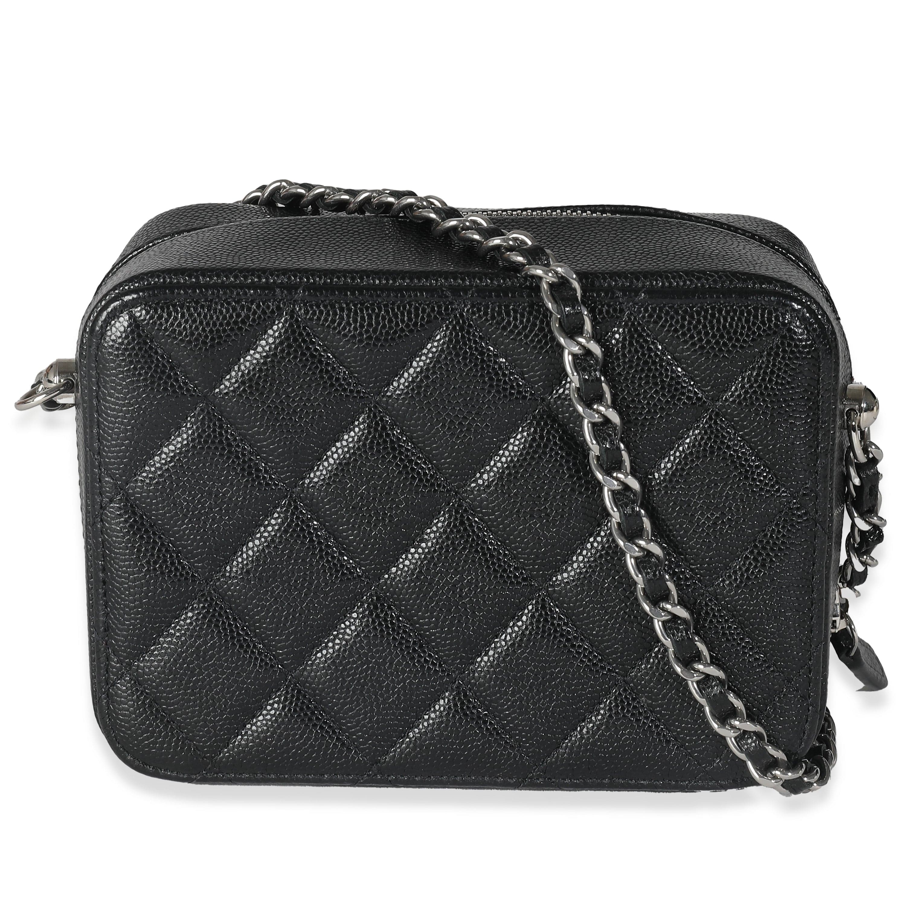 Chanel Chanel Black Quilted Caviar Square Zip Around Camera Bag