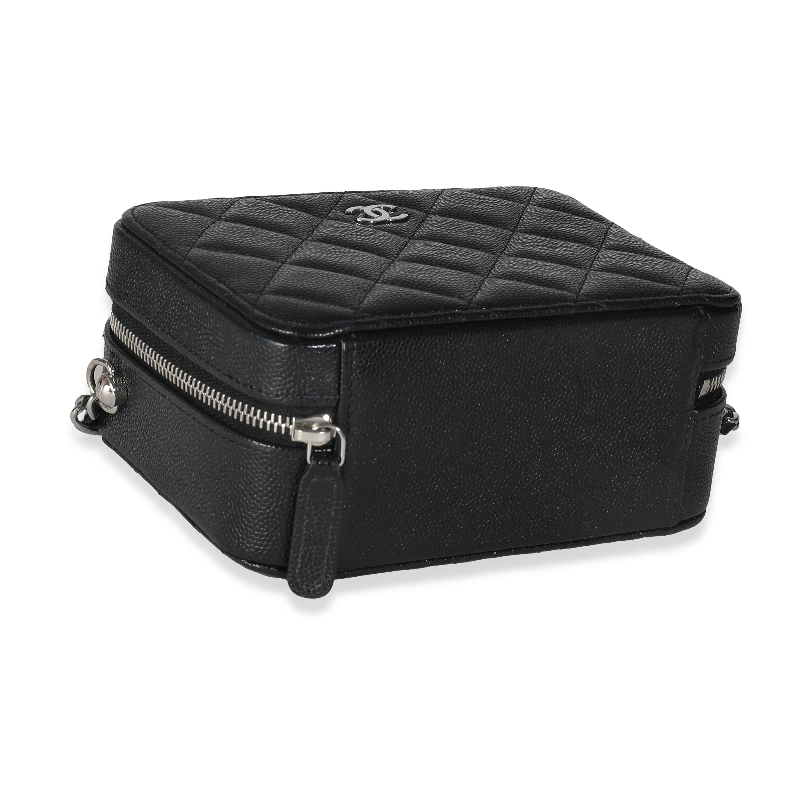 Chanel Chanel Black Quilted Caviar Square Zip Around Camera Bag