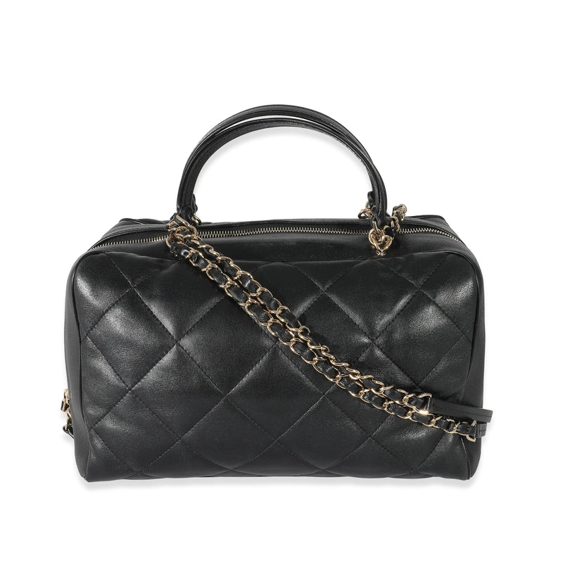 Chanel Black Quilted Lambskin CC Chain Zip Bowling Bag – LuxuryPromise