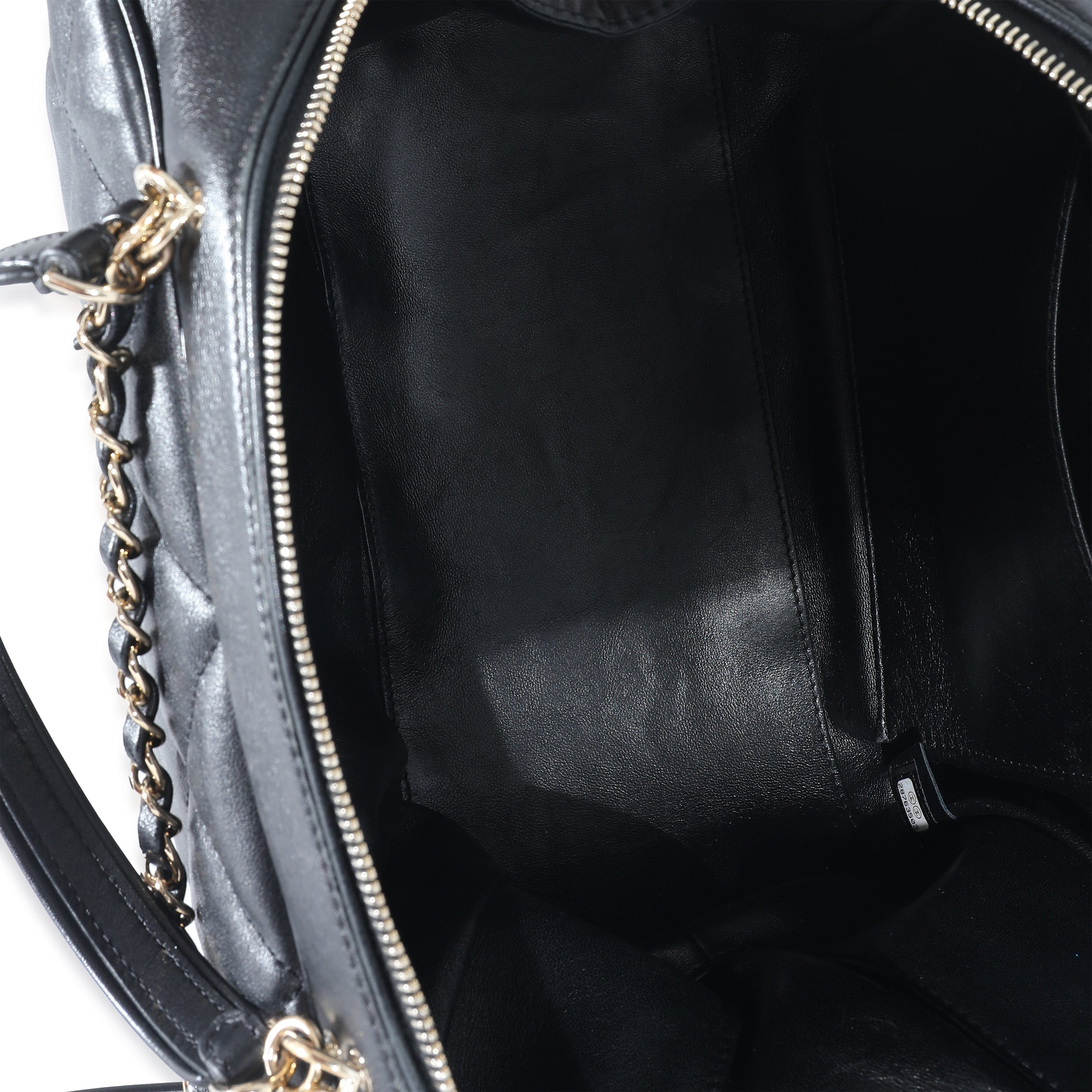 Chanel Chanel Black Quilted Lambskin CC Chain Zip Bowling Bag