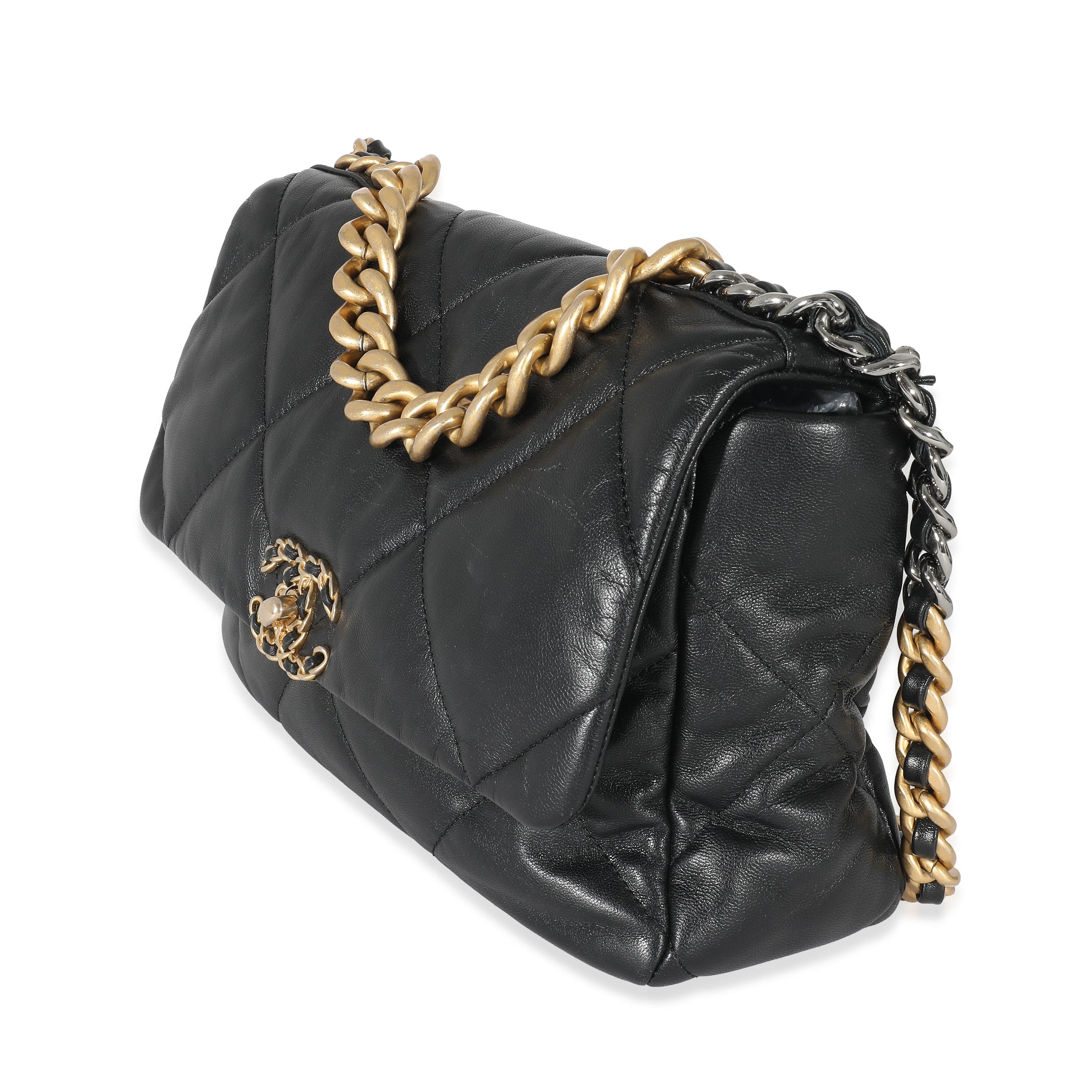 Chanel Chanel Black Shiny Lambskin Chanel 19 Flap Bag