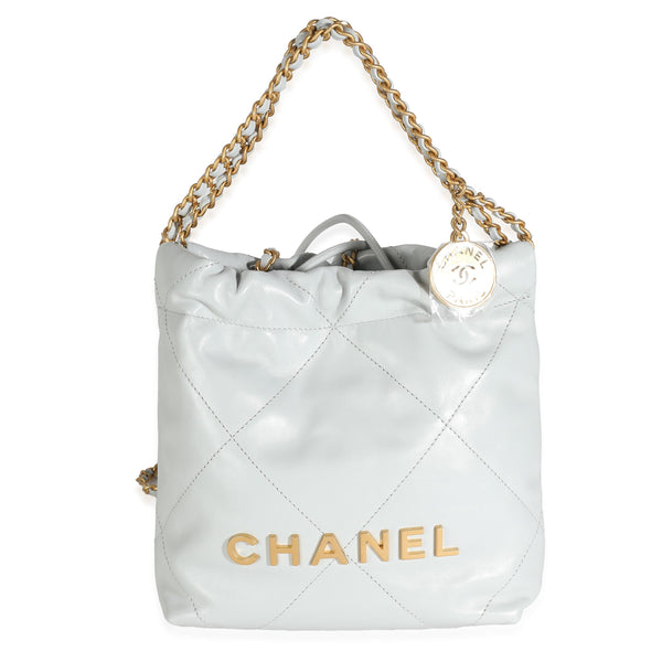Chanel Chanel Blue Shiny Quilted Calfskin Mini 22 Hobo