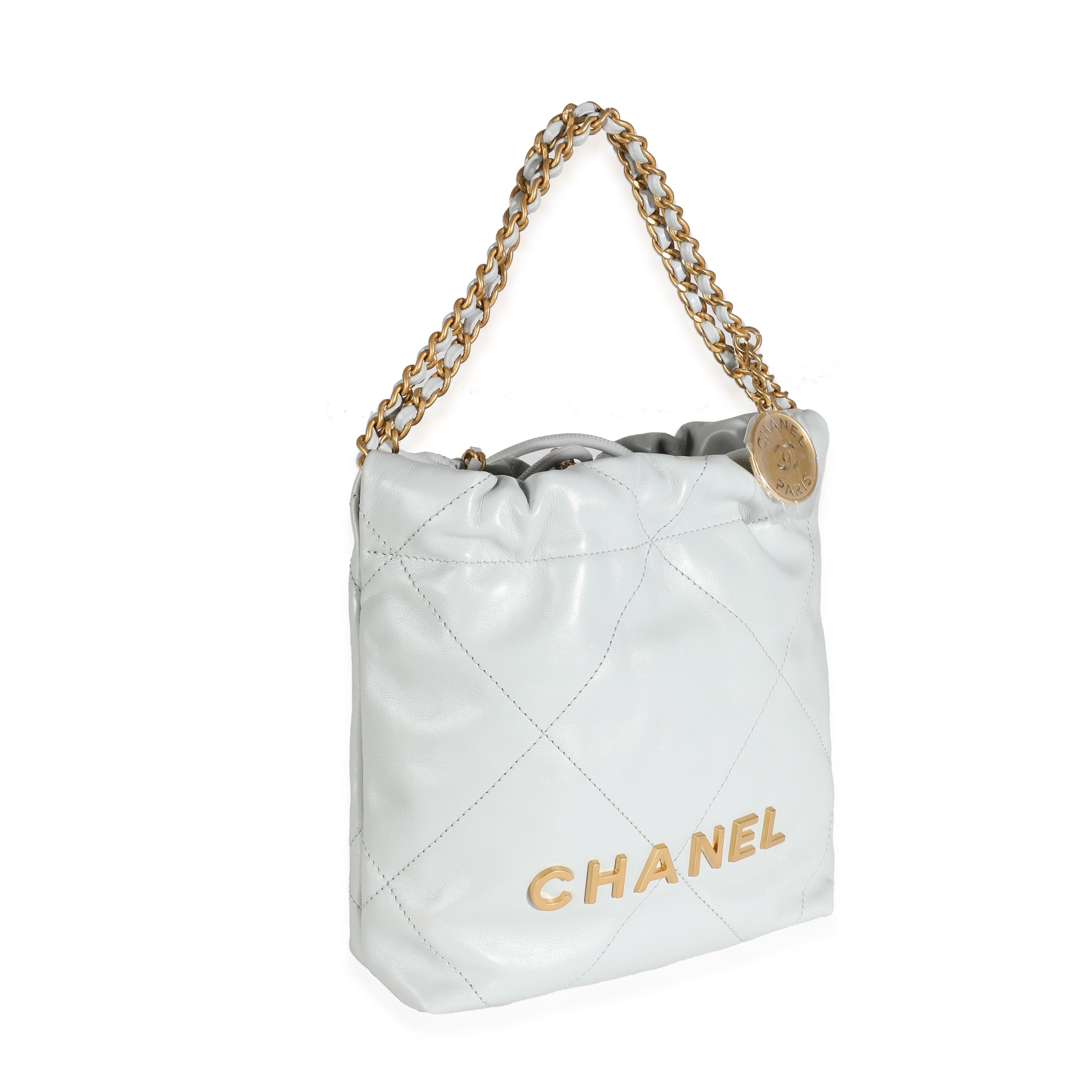 Chanel Chanel Blue Shiny Quilted Calfskin Mini 22 Hobo