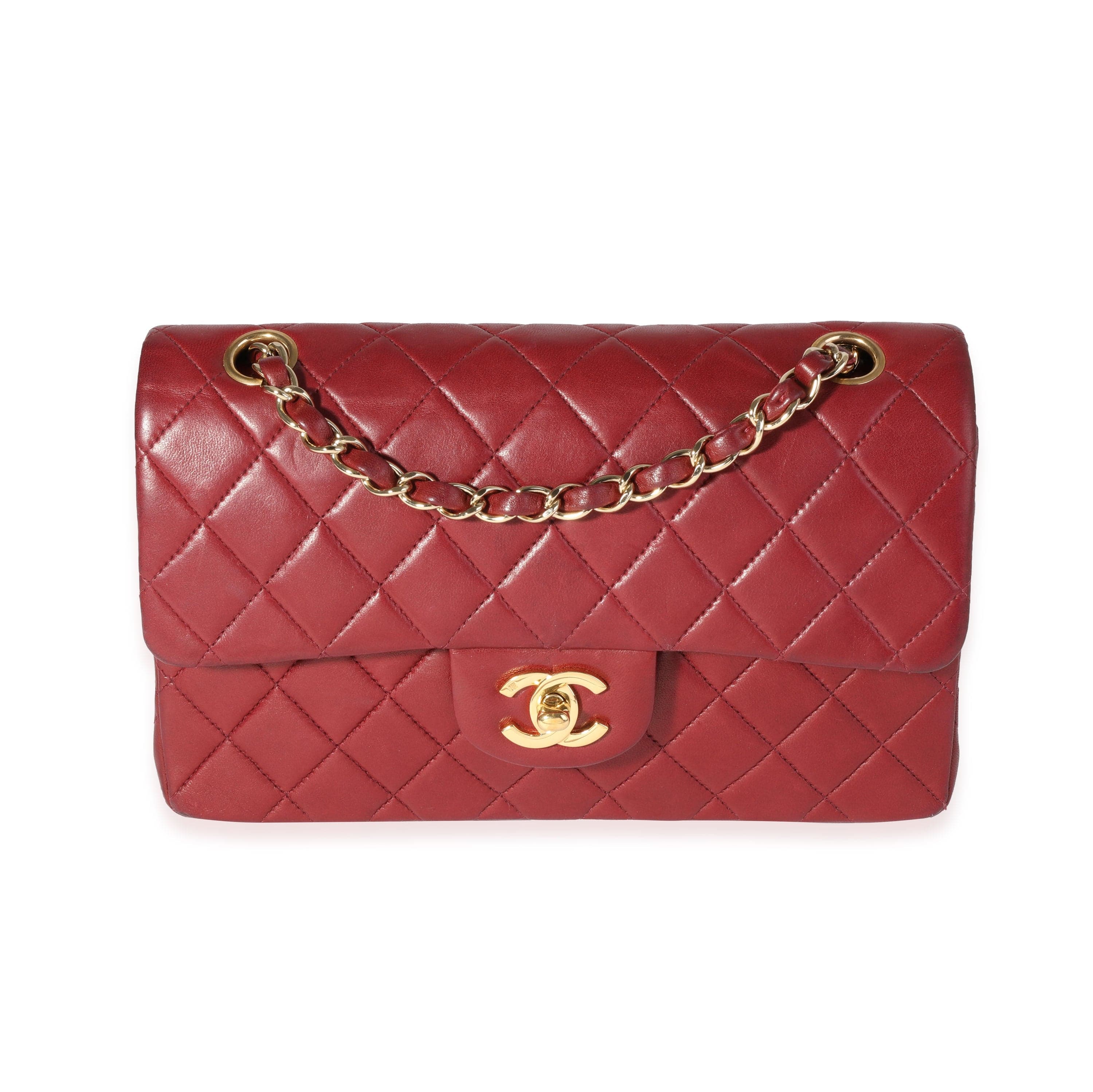 Chanel Chanel Burgundy Quilted Lambskin Small Classic Double Flap Bag