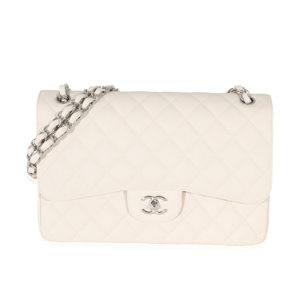 Chanel Classic Jumbo Double Flap Bag Cream Caviar Leather