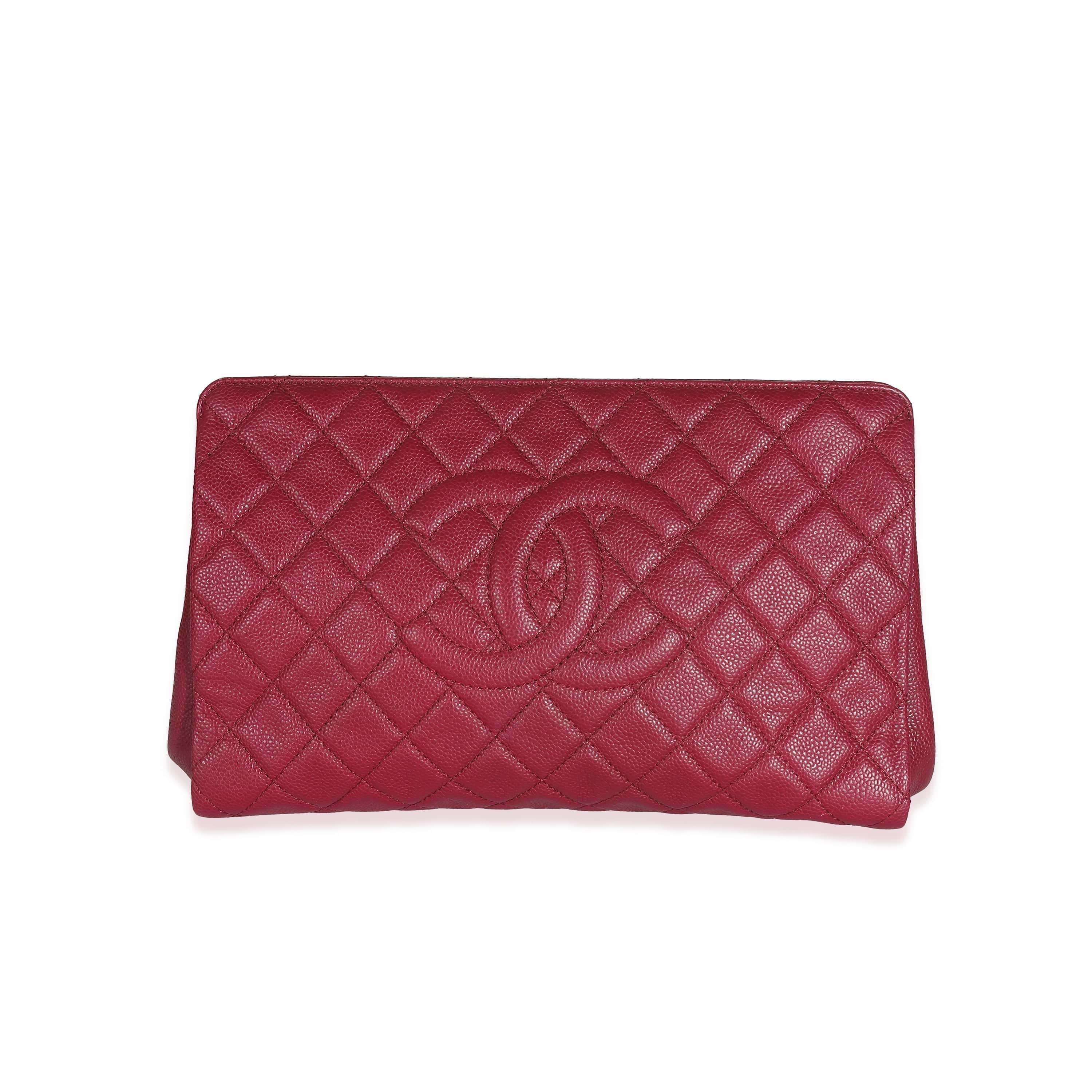 Chanel Chanel Dark Pink Quilted Caviar CC Timeless Frame Clutch