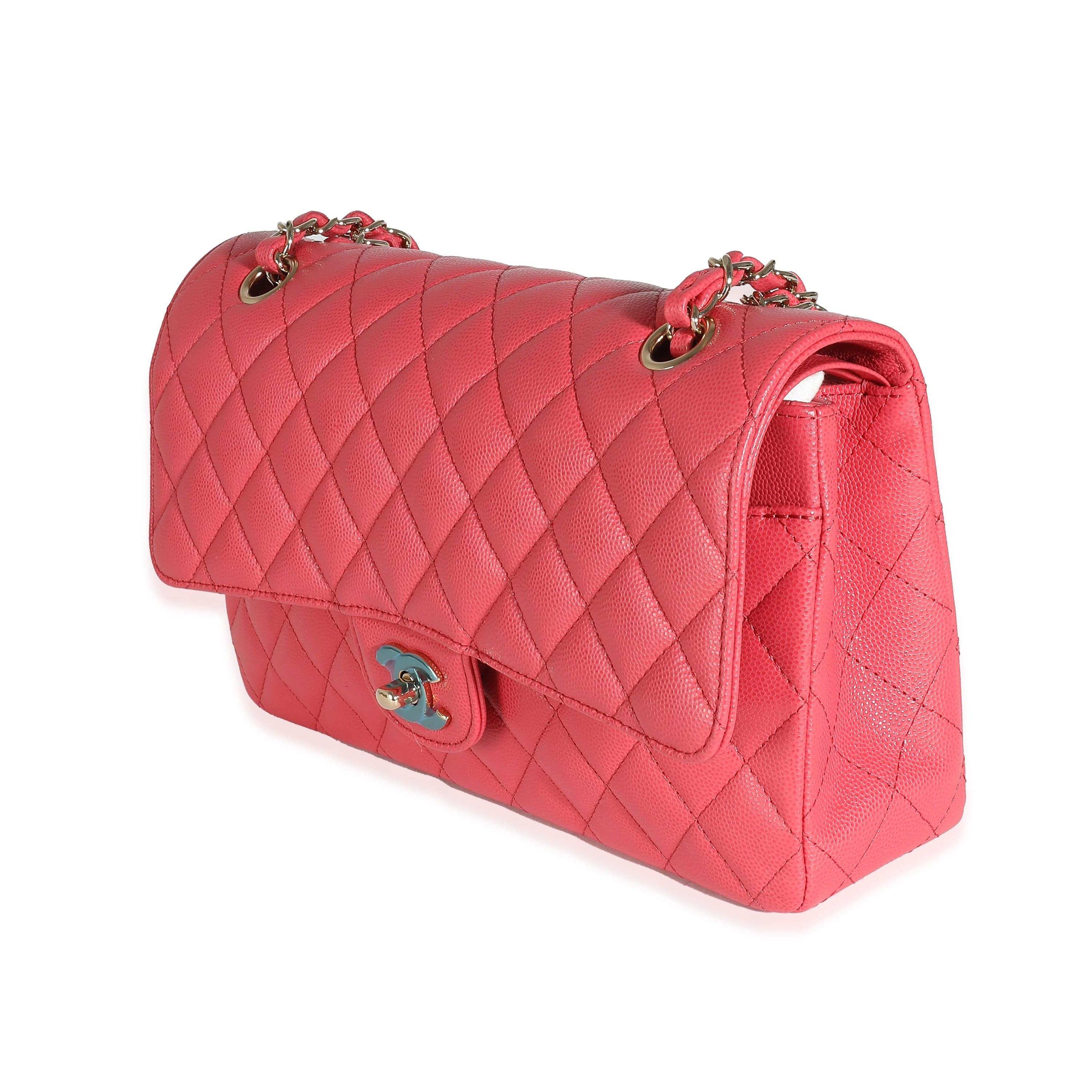 Chanel Chanel Dark Pink Quilted Caviar Medium Classic Double Flap Bag