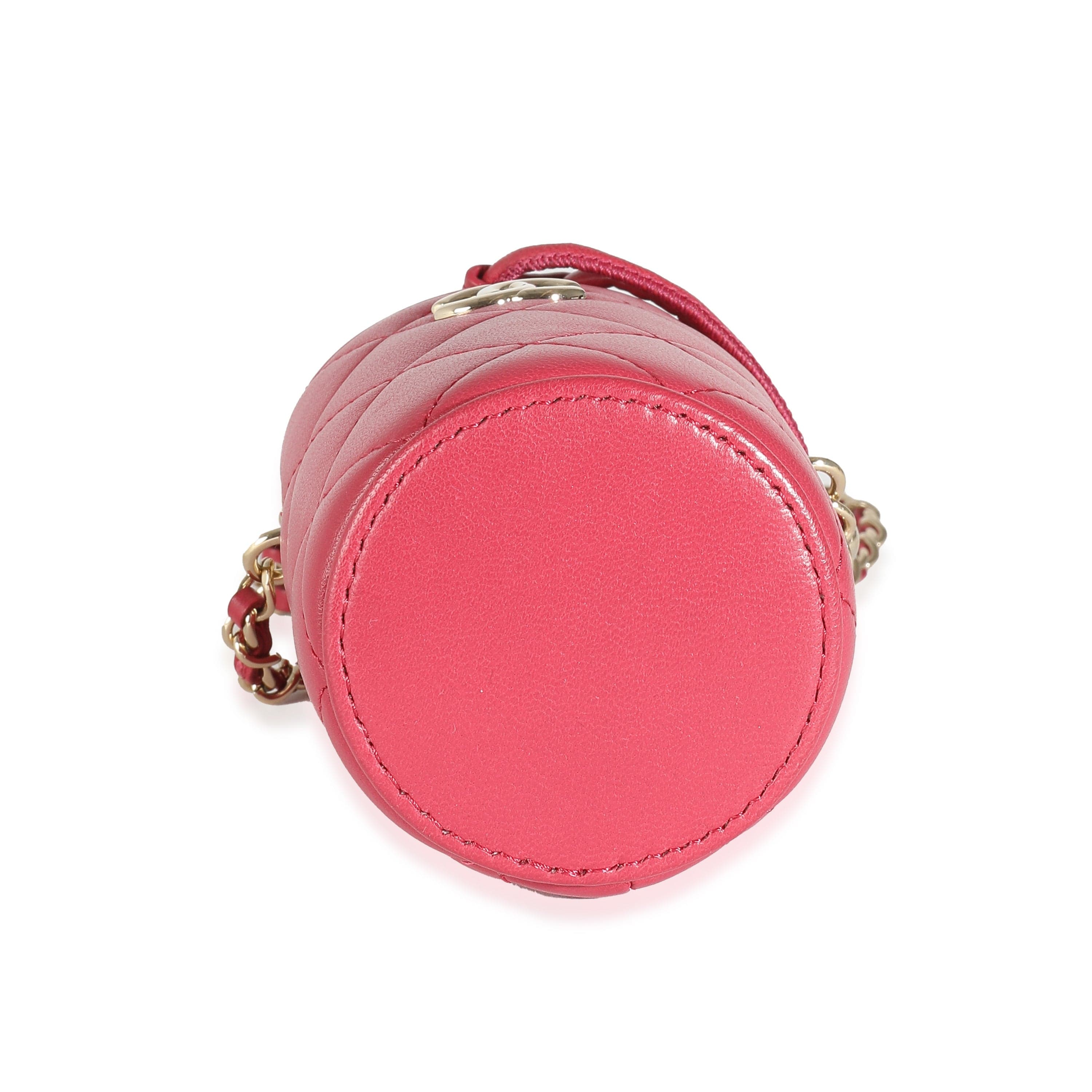 Chanel Chanel Dark Pink Quilted Lambskin Micro Drawstring Bucket