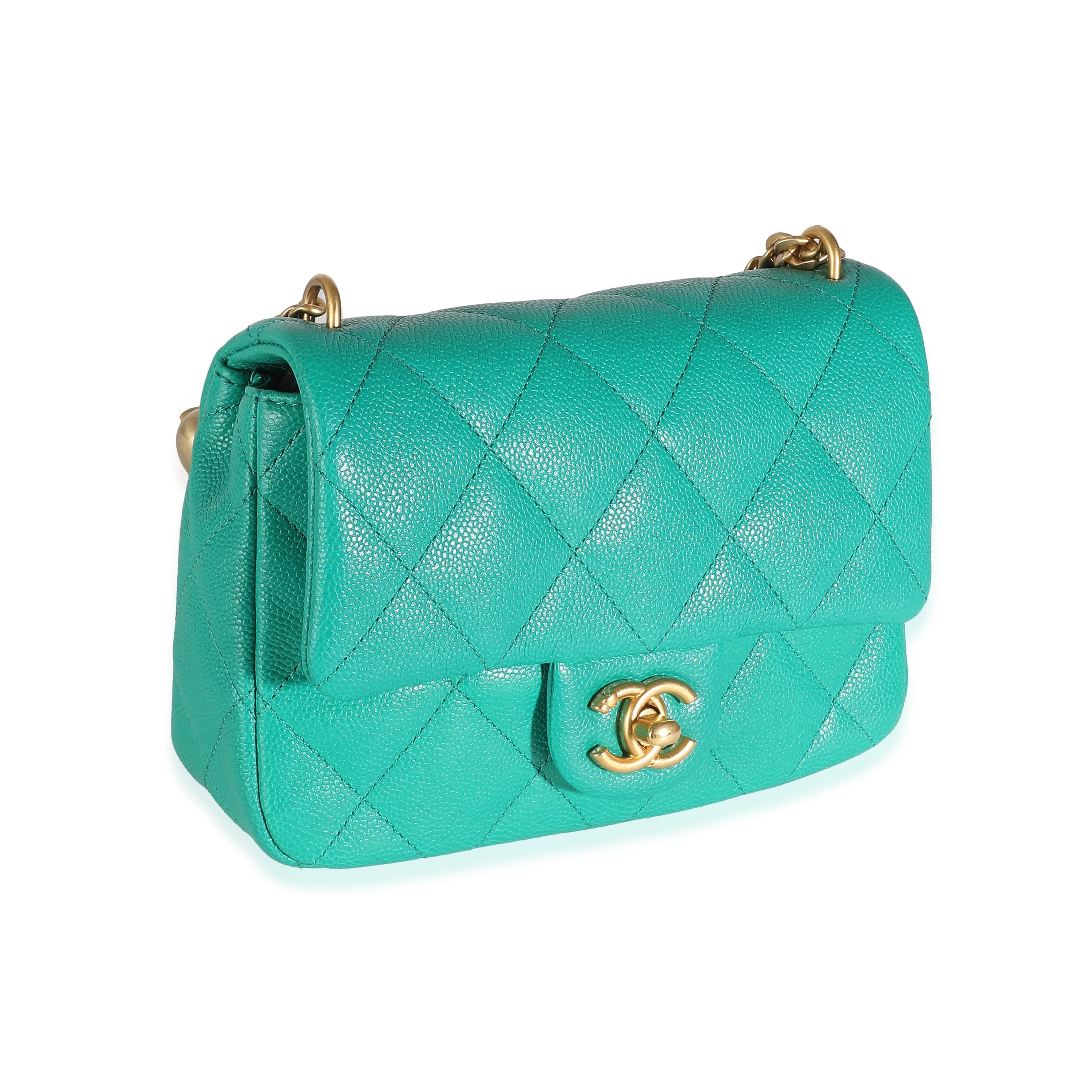 Chanel Chanel Green Quilted Caviar Sweetheart Mini Flap Bag