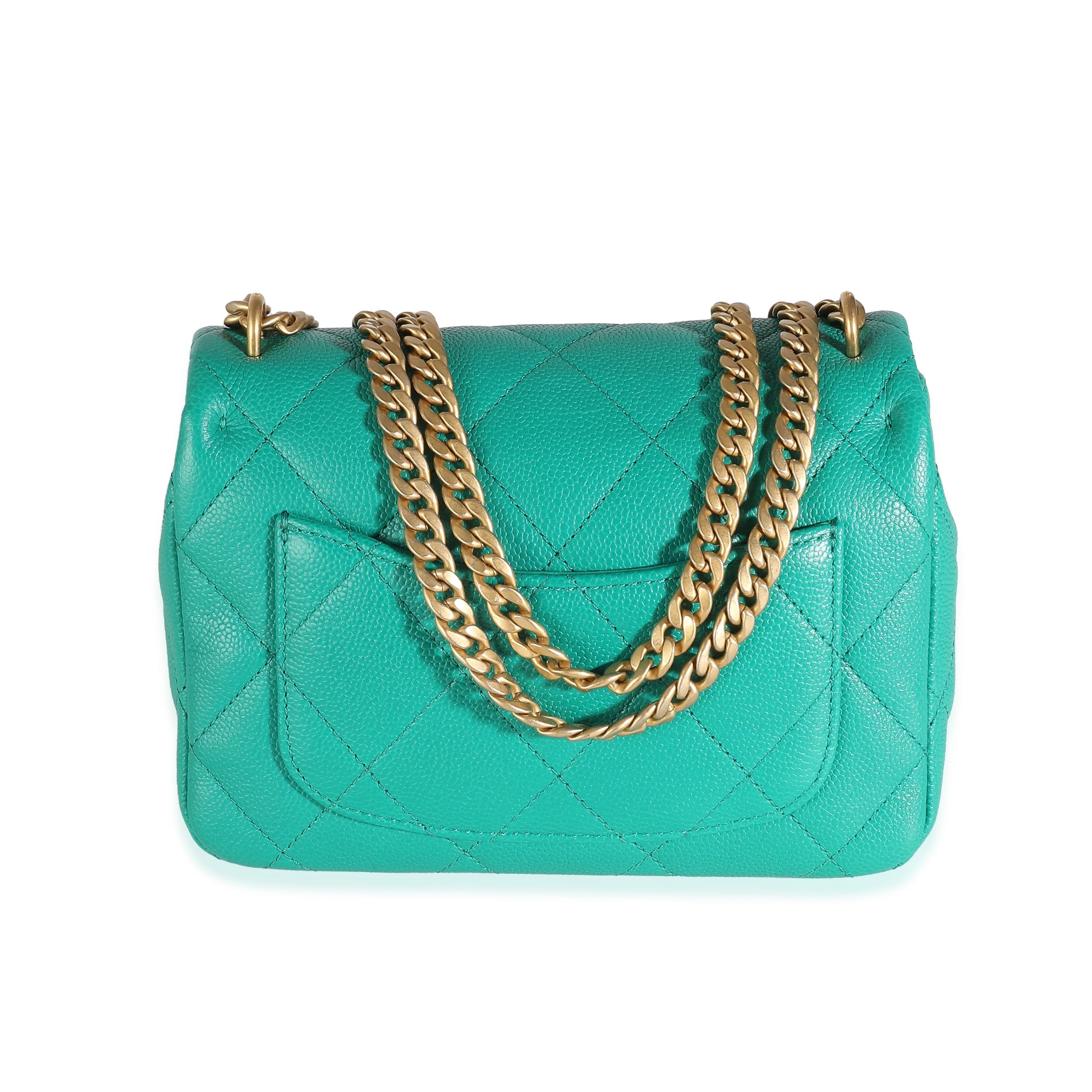 Chanel Chanel Green Quilted Caviar Sweetheart Mini Flap Bag