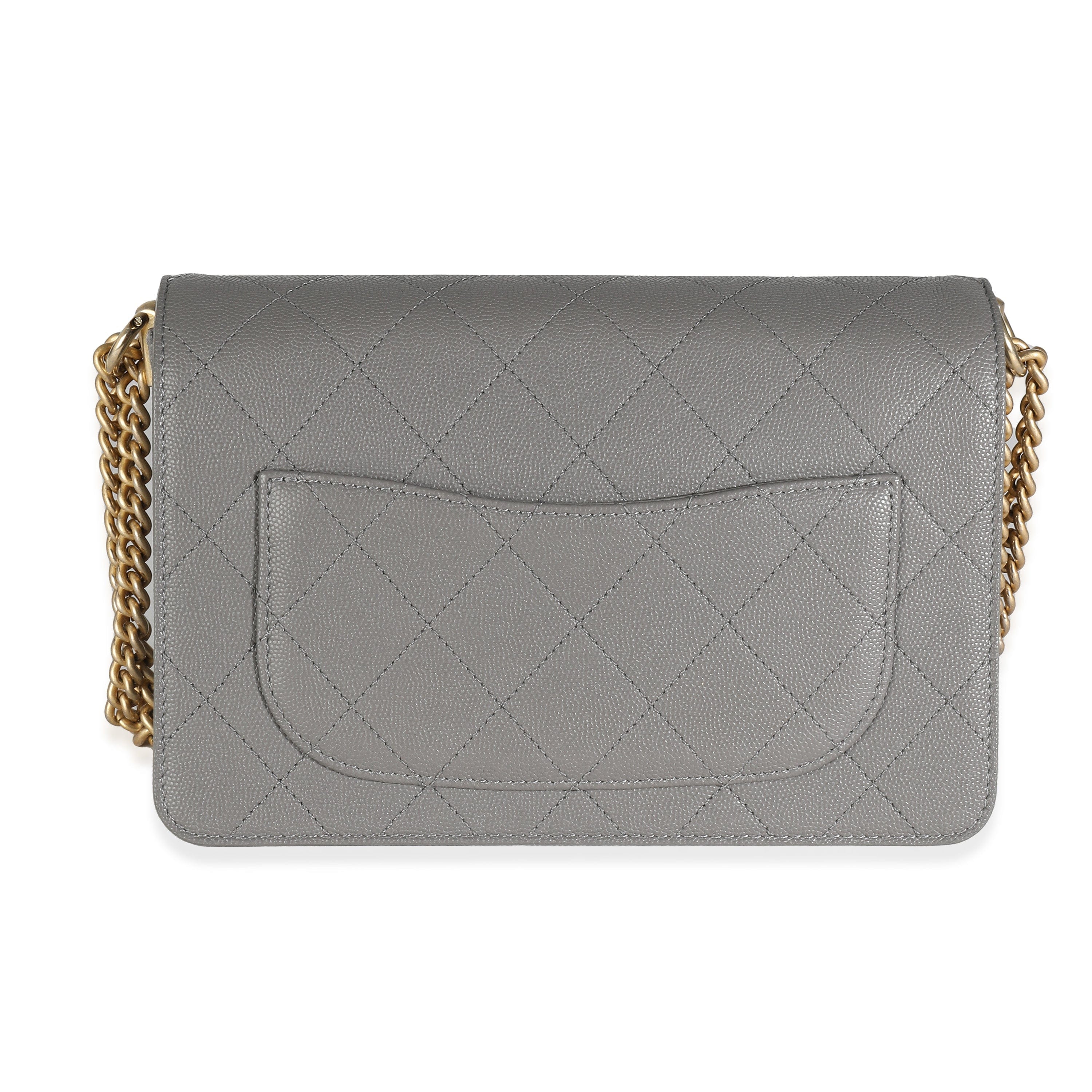 Chanel Chanel Grey Quilted Caviar Suede Coco Flap Bag