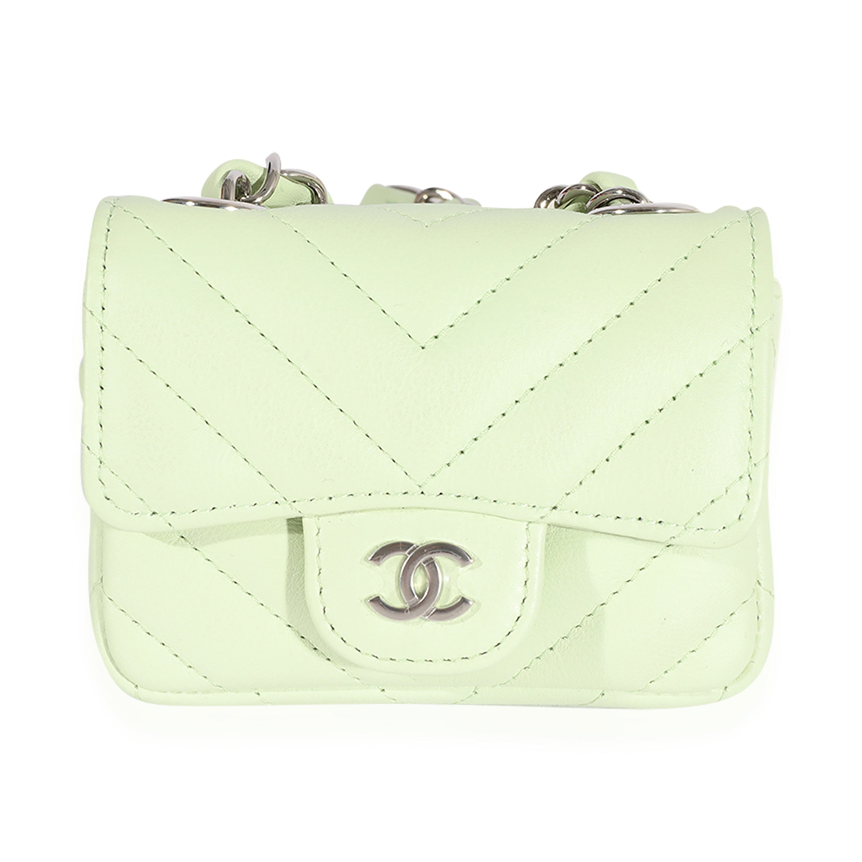 Chanel Chanel Light Green Chevron Quilted Flap Belt Bag