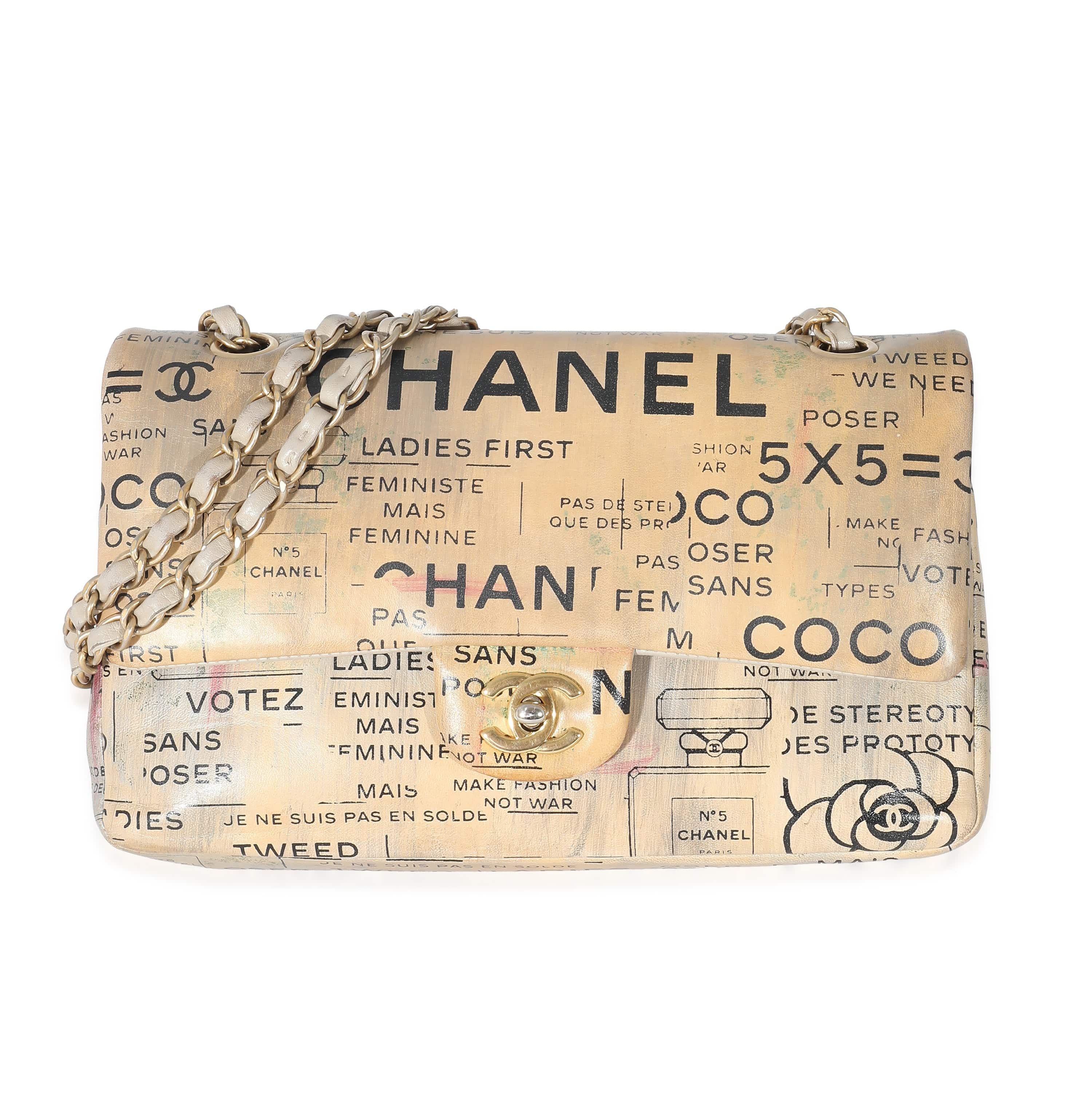 Chanel Chanel Limited Edition Graffiti Newspaper Print Medium Double Flap Bag