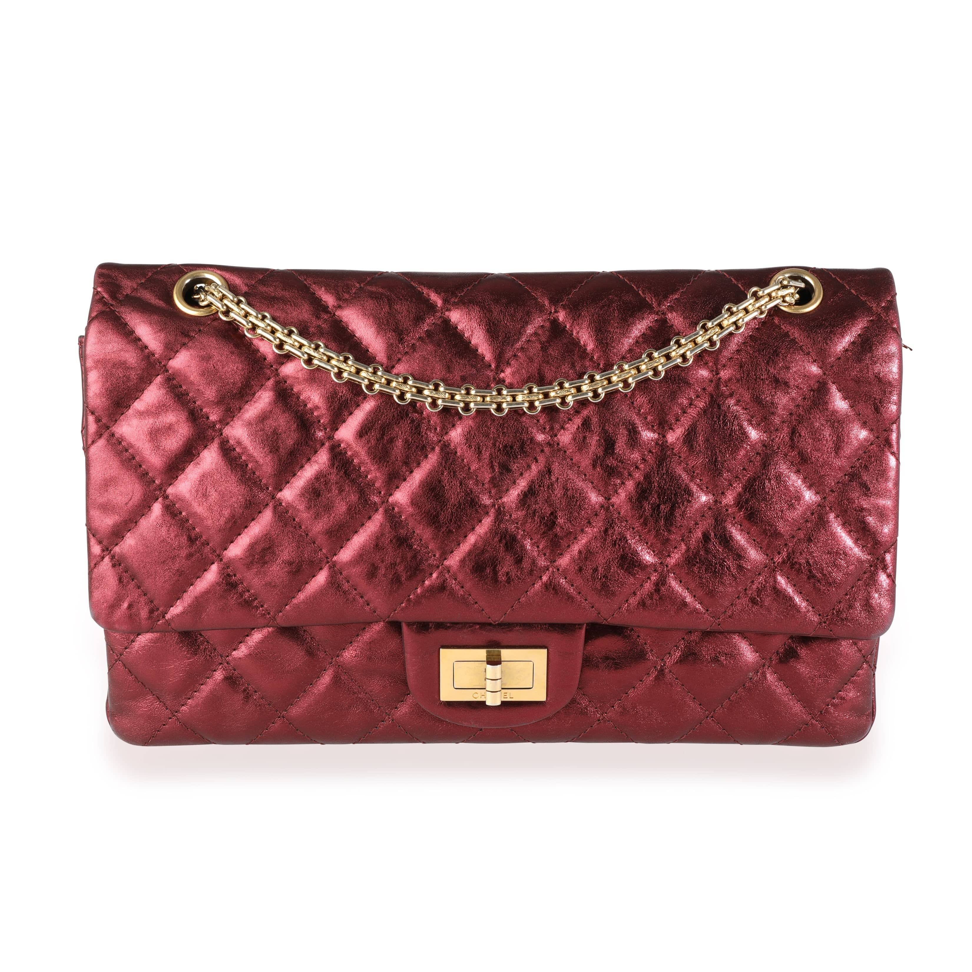 Chanel Chanel Metallic Burgundy Quilted Calfskin Reissue 2.55 227 Double Flap Bag