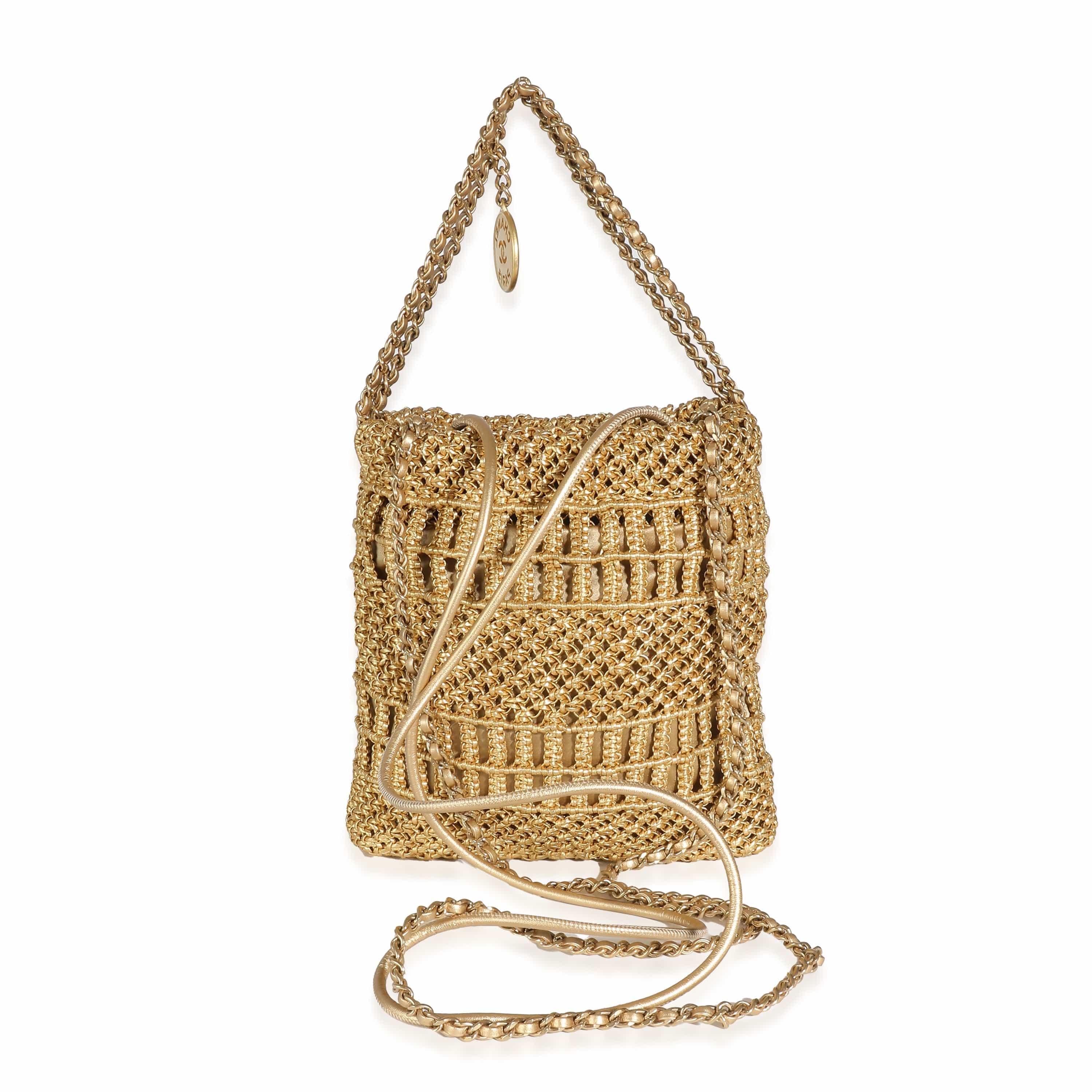 Chanel Chanel Métiers d’art Gold Macrame Calfskin Mini Chanel 22 Hobo