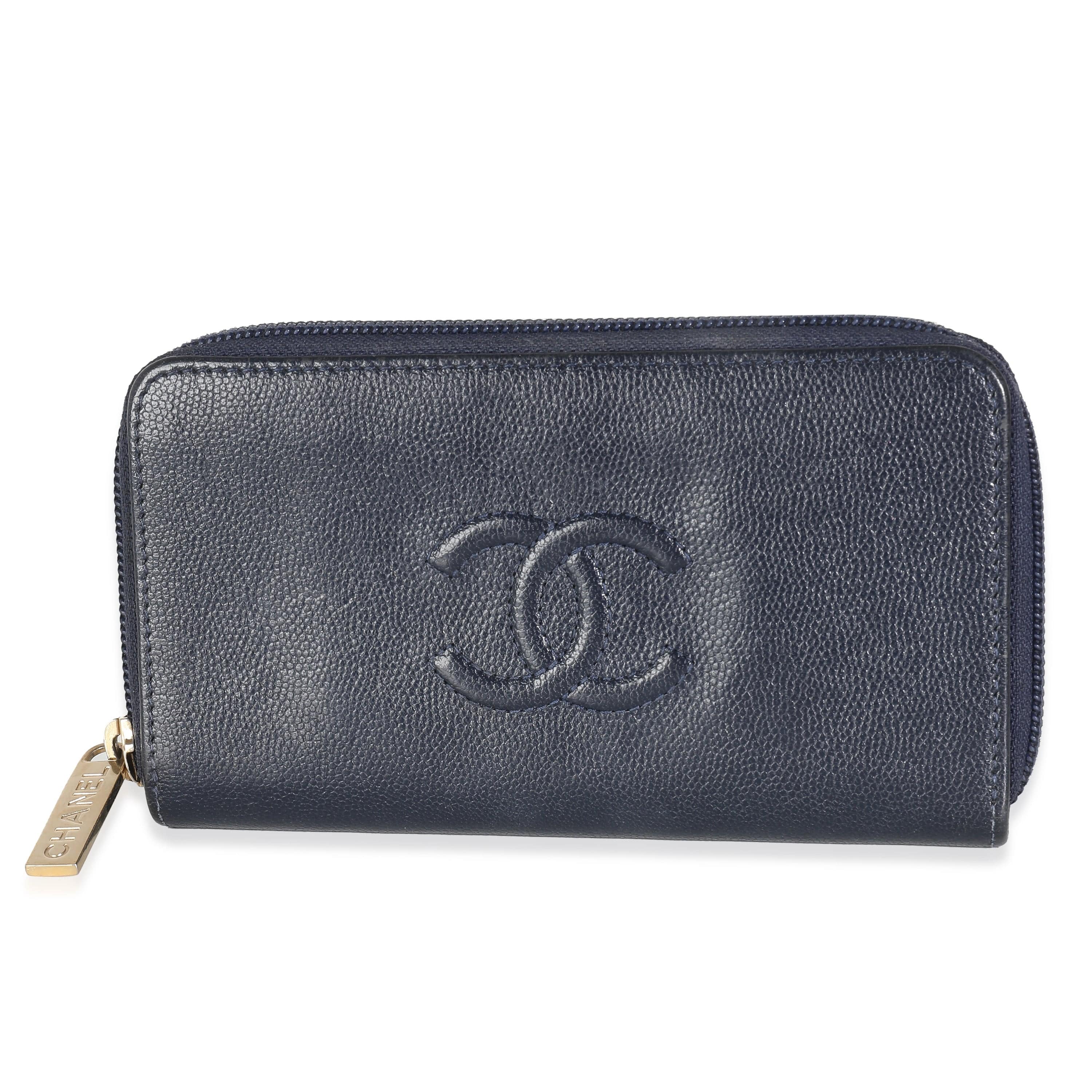 Chanel Chanel Navy Caviar CC Zip Around Wallet