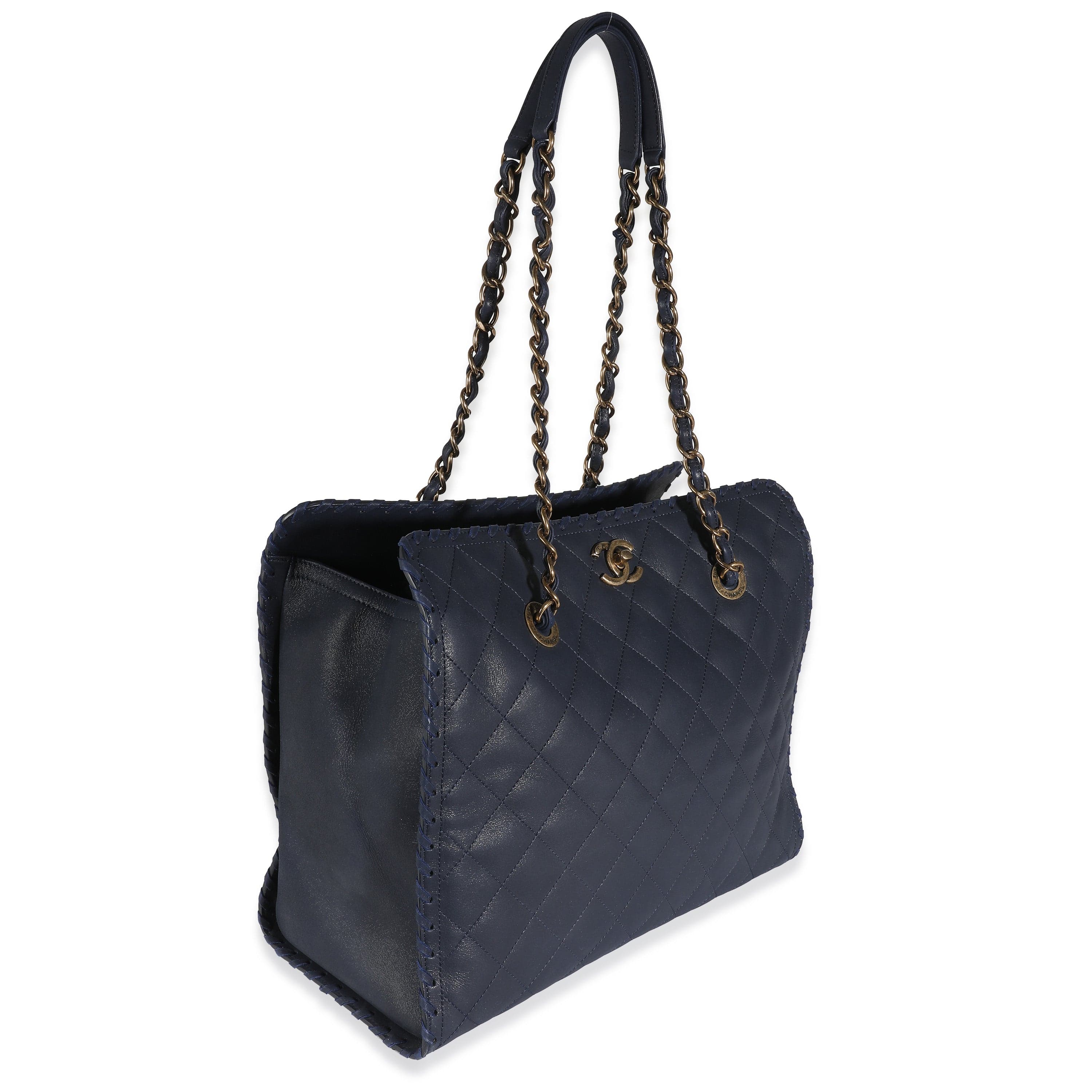 Chanel Chanel Navy Iridescent Quilted Calfskin Happy Stitch Tote