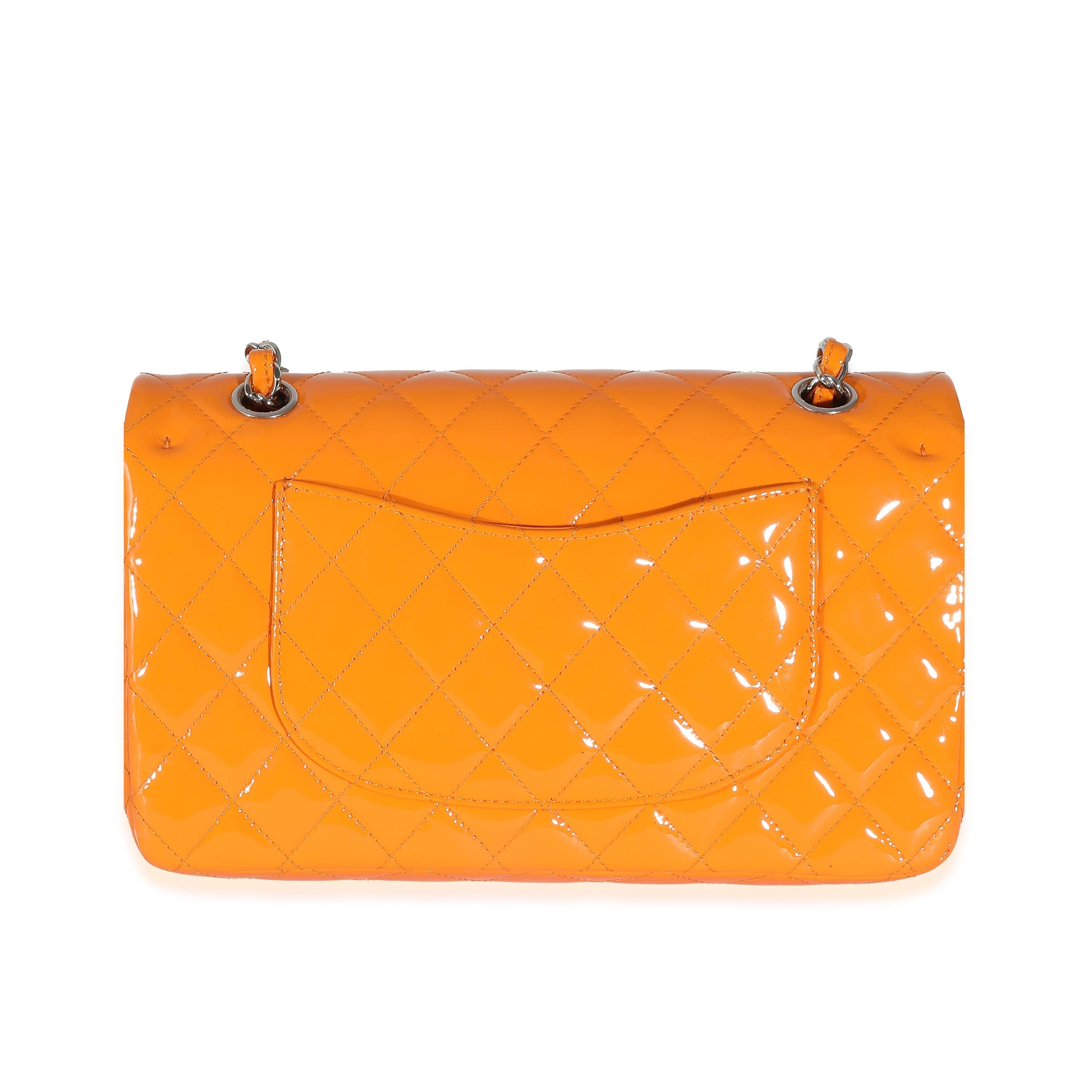 Chanel Chanel Orange Quilted Patent Medium Classic Double Flap Bag