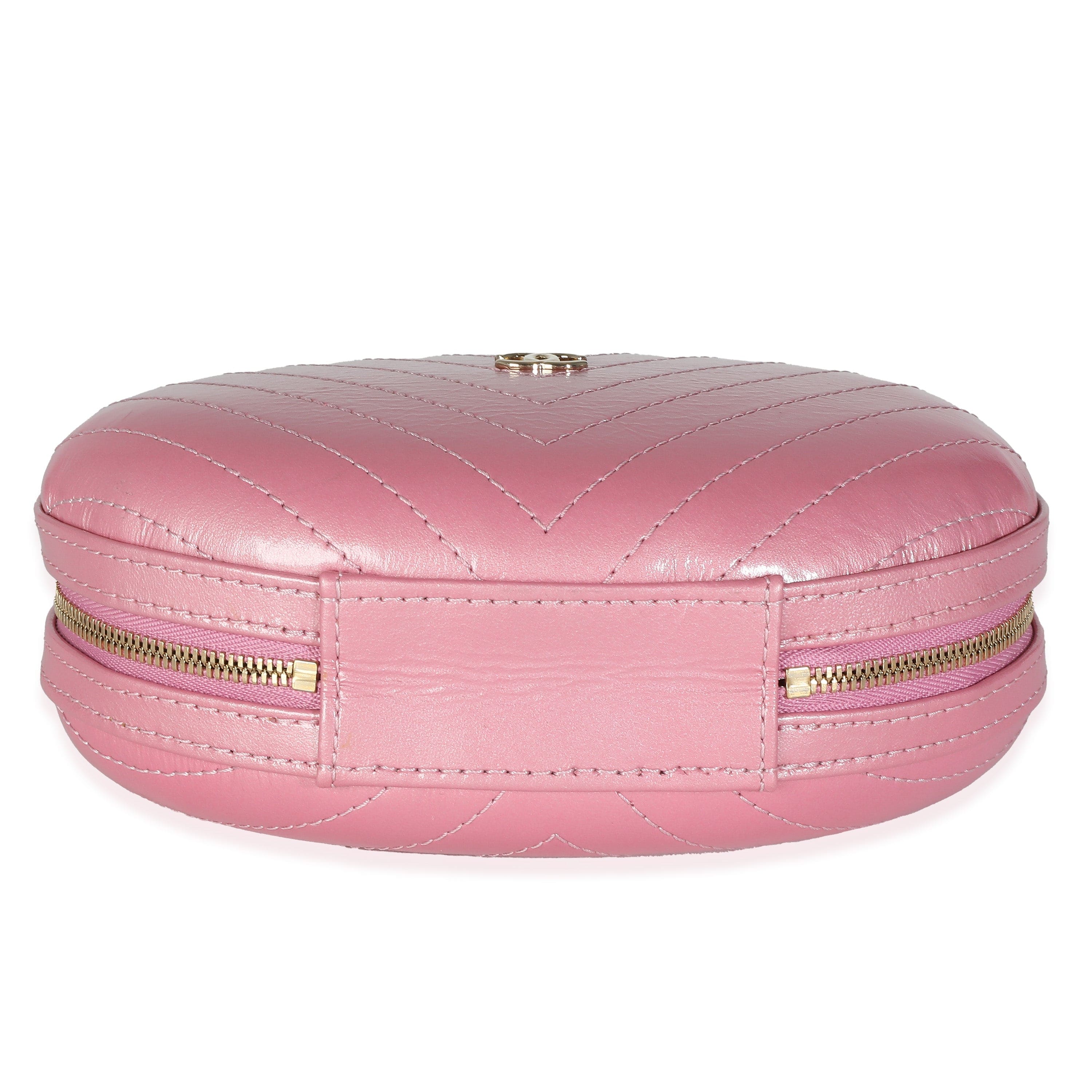 Chanel Chanel Pink Chevron Calfskin Evening Clutch With Chain