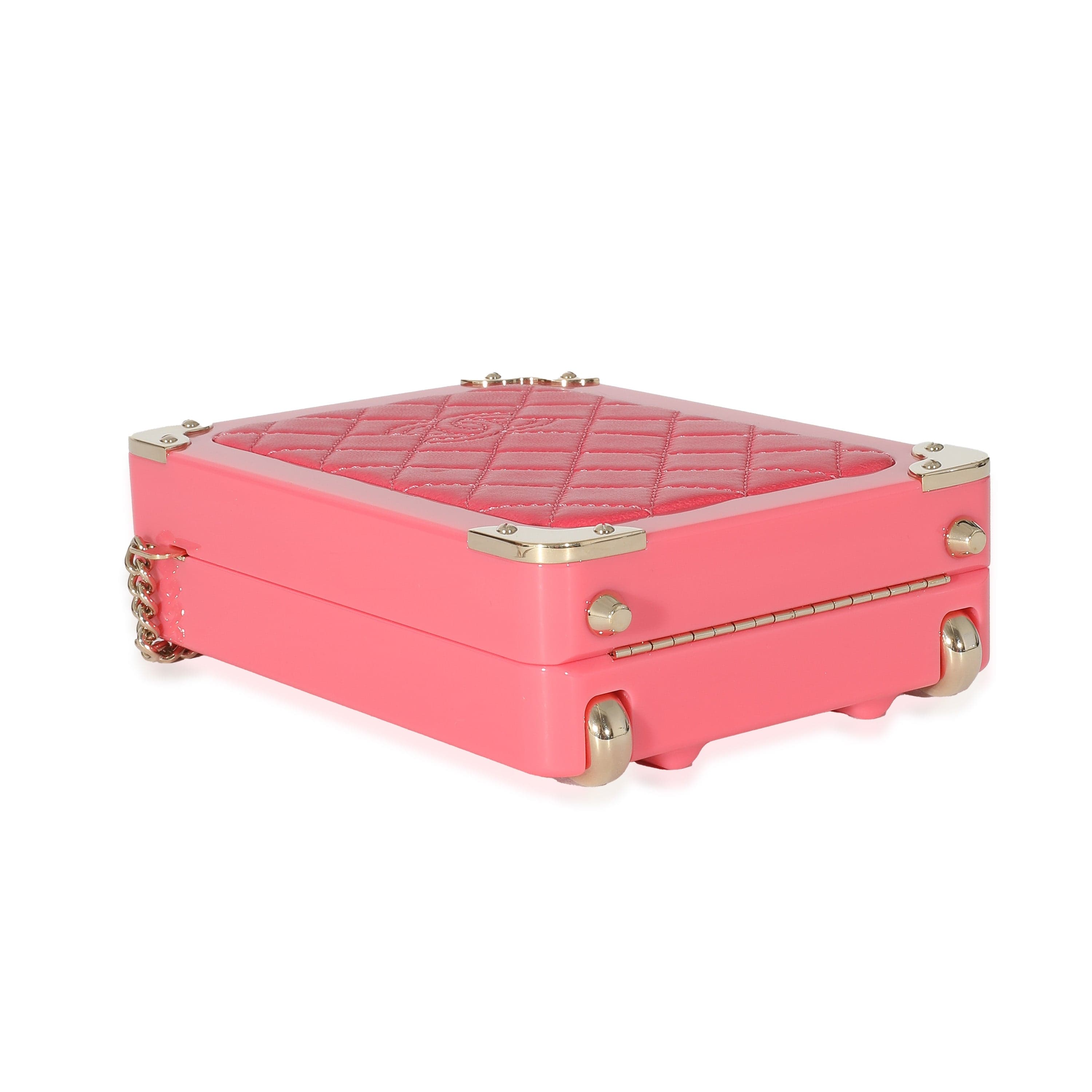 Chanel Chanel Pink Plexi Lambskin Evening In The Air CC Trolley Minaudière Clutch