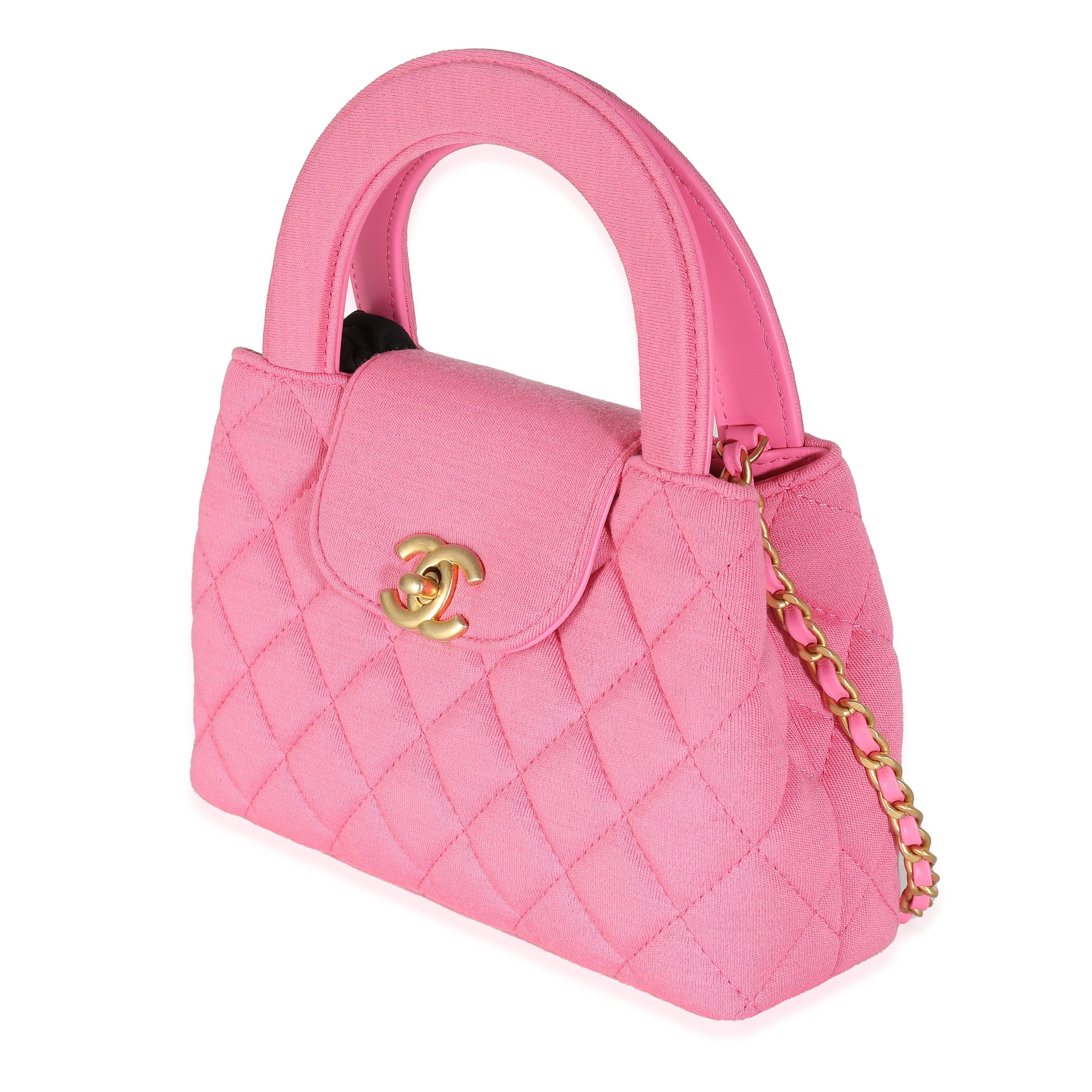 Chanel Chanel Pink Quilted Jersey Nano Kelly Shopper