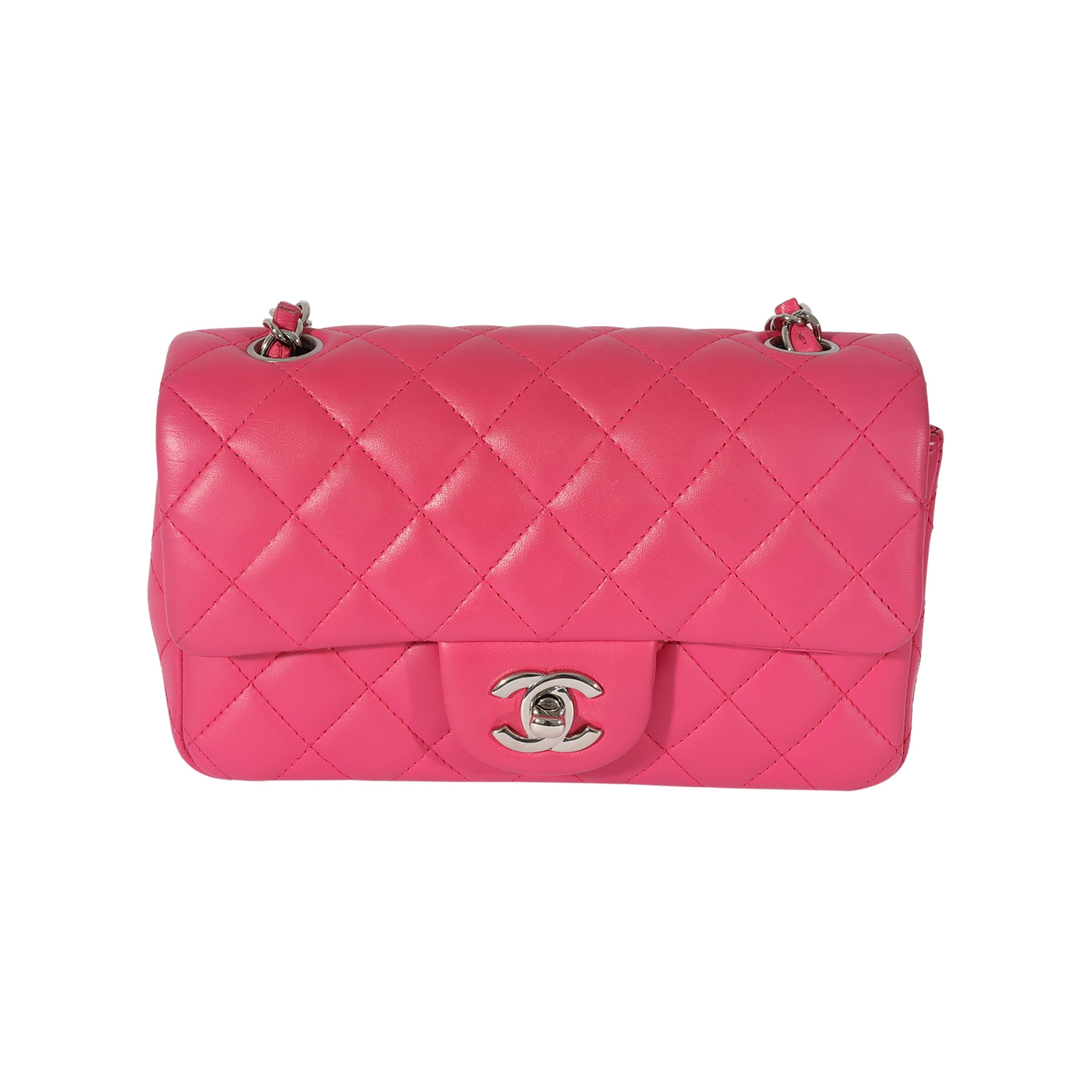 Chanel Pink Quilted Lambskin Mini Rectangular Classic Flap Bag ...