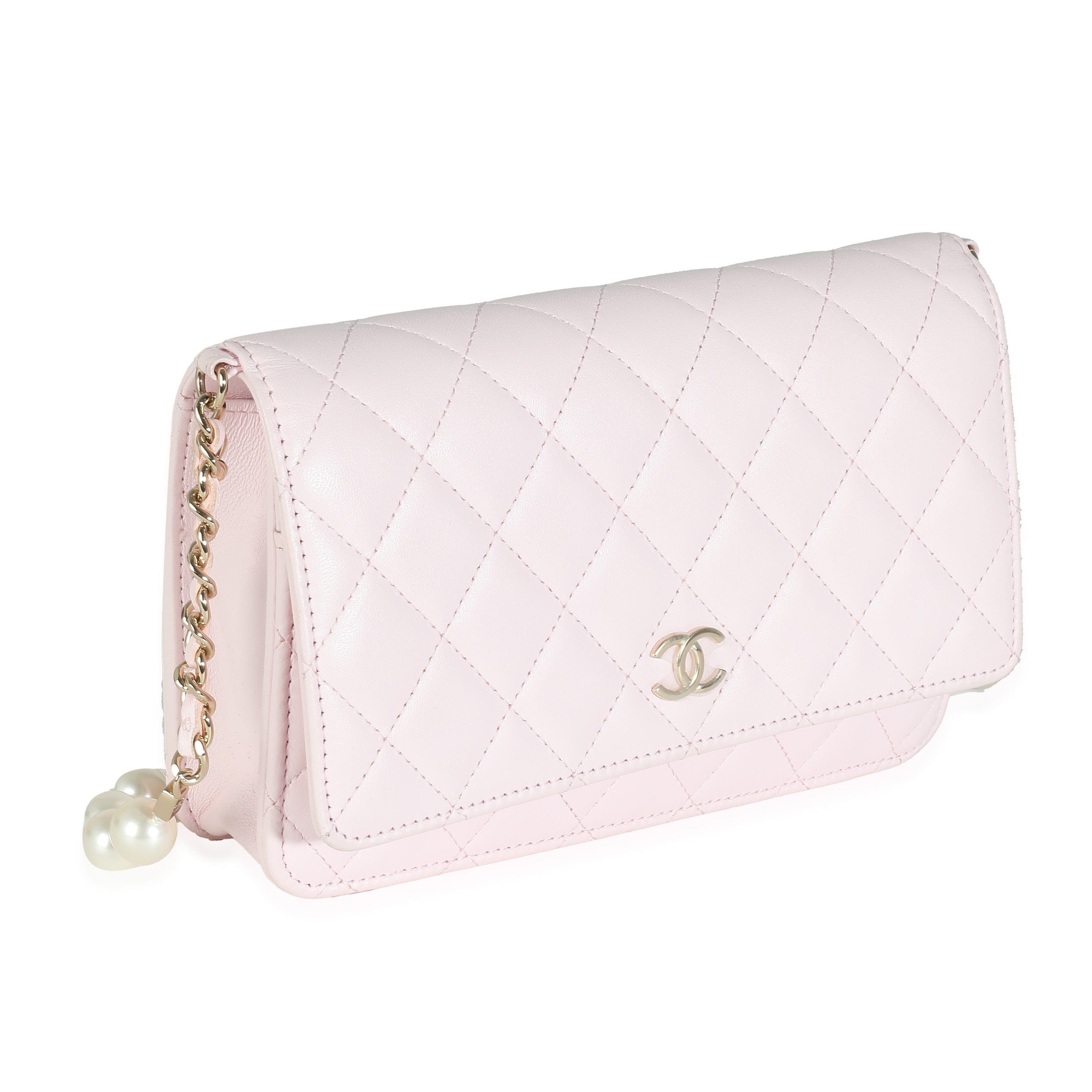 Chanel Chanel Pink Quilted Lambskin Pearl Wallet On Chain