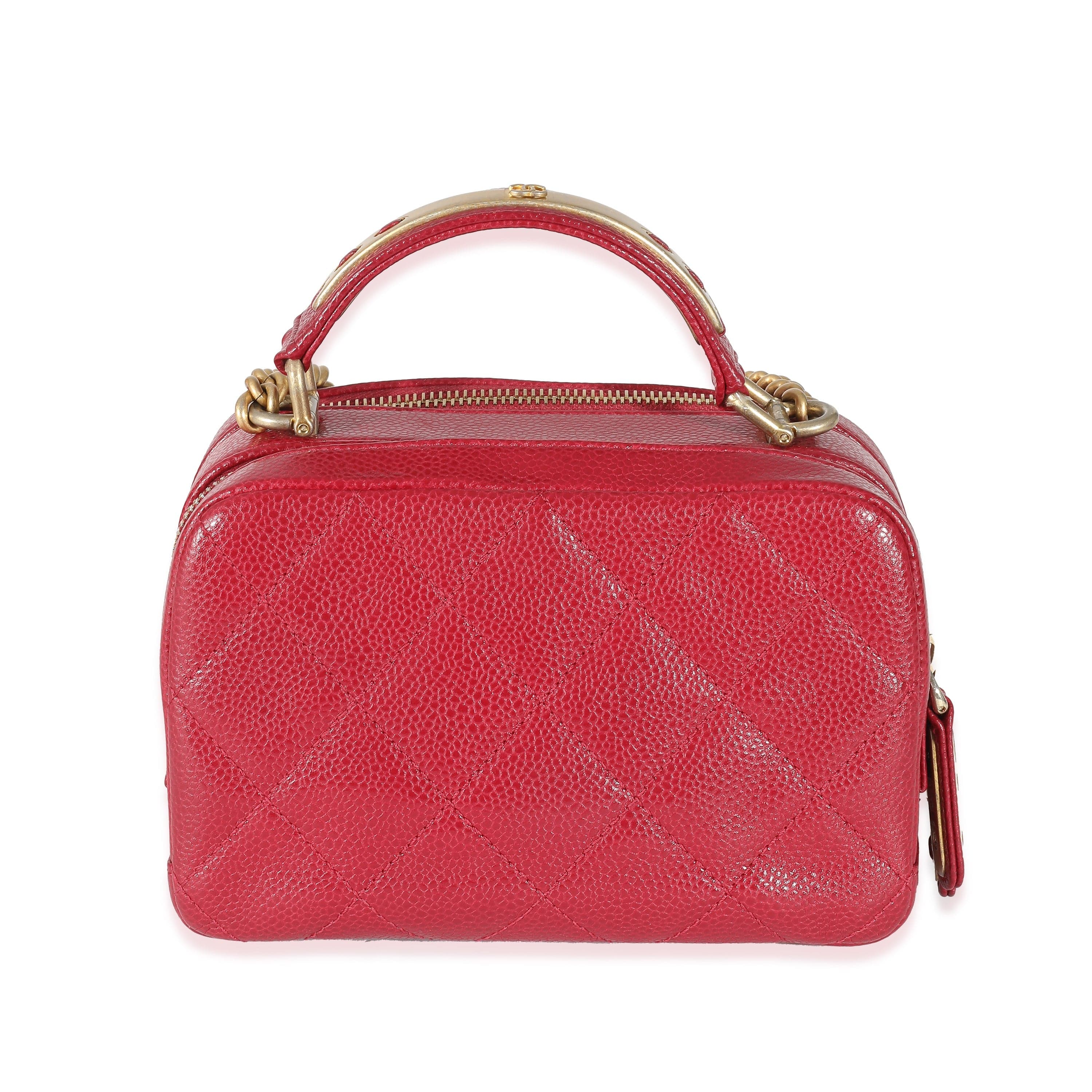 Chanel Chanel Red Quilted Caviar Carry Around Mini Bowling Bag