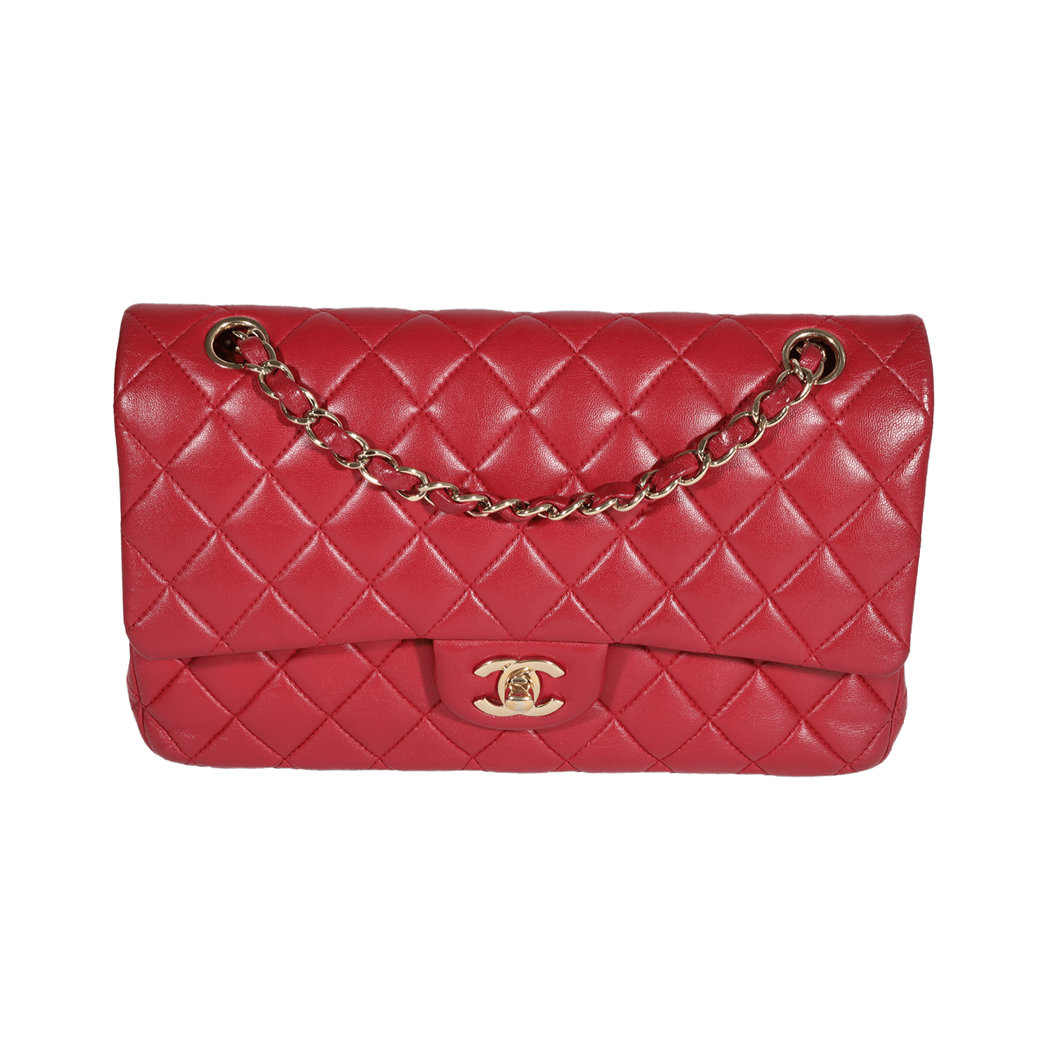Chanel Chanel Red Quilted Lambskin Medium Classic Double Flap Bag