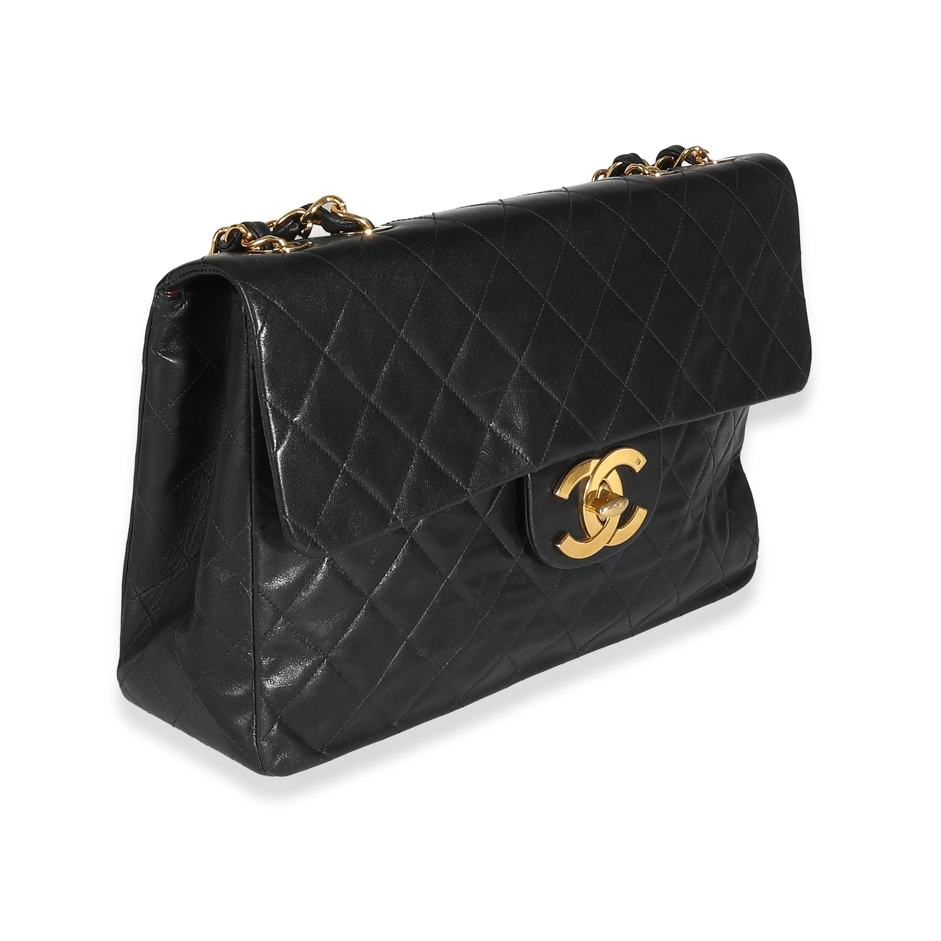 Chanel Chanel Vintage 24K Black Quilted Lambskin Maxi XL Flap Bag