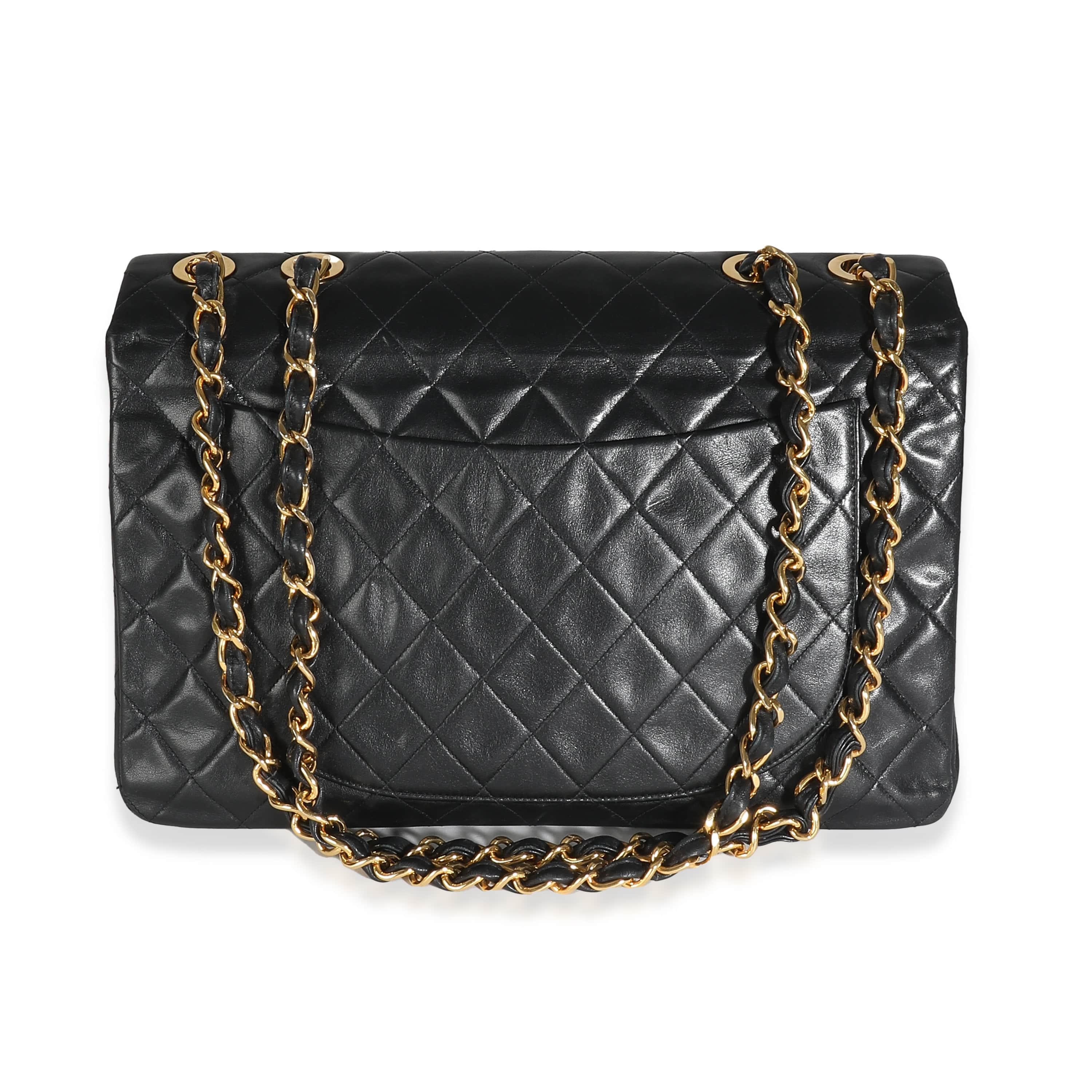 Chanel Chanel Vintage 24K Black Quilted Lambskin Maxi XL Flap Bag